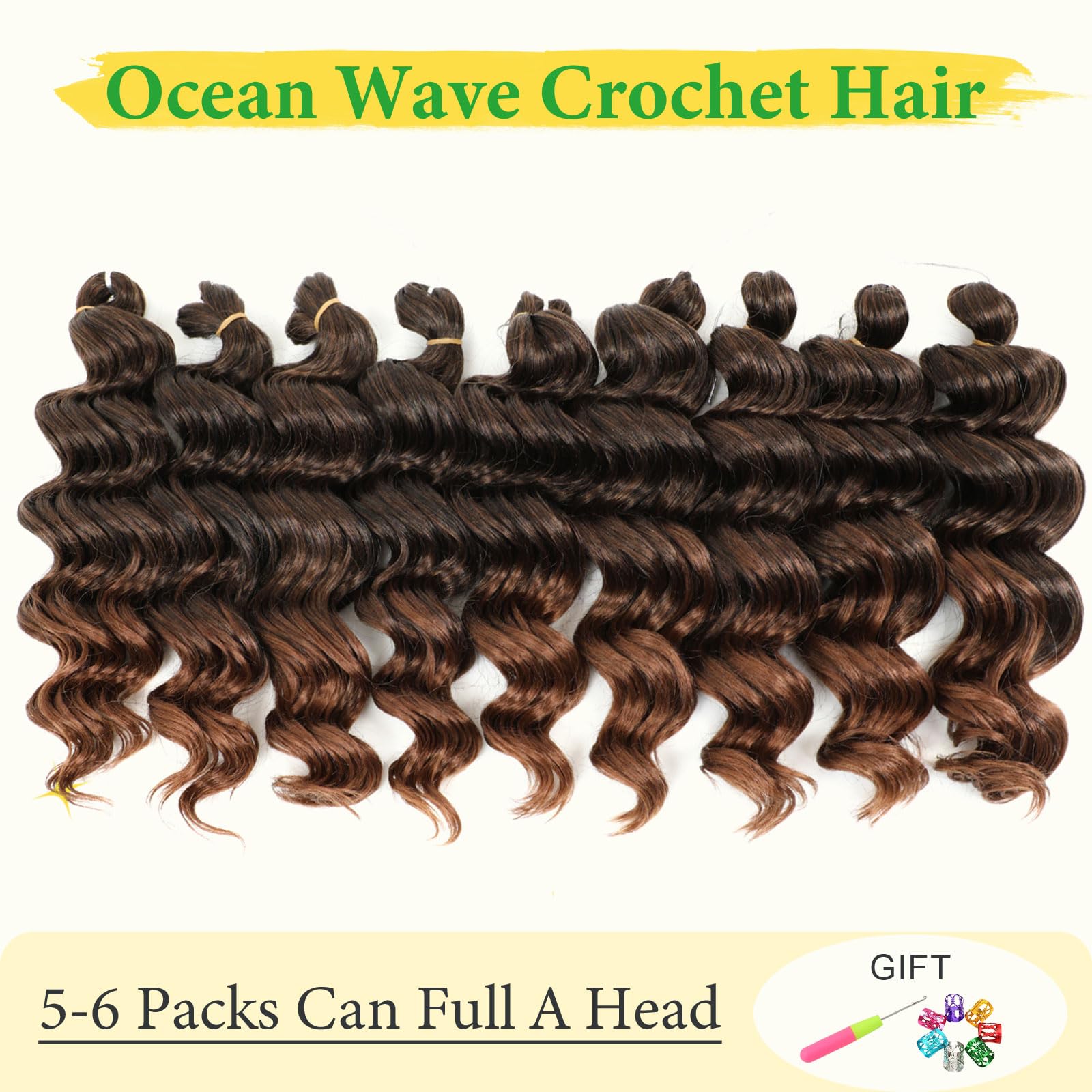 Ocean Wave Crochet Hair 14Inch 7Packs Curly Crochet Hair For Black Women Deep Twist Crochet Synthetic Hair Extensions T30