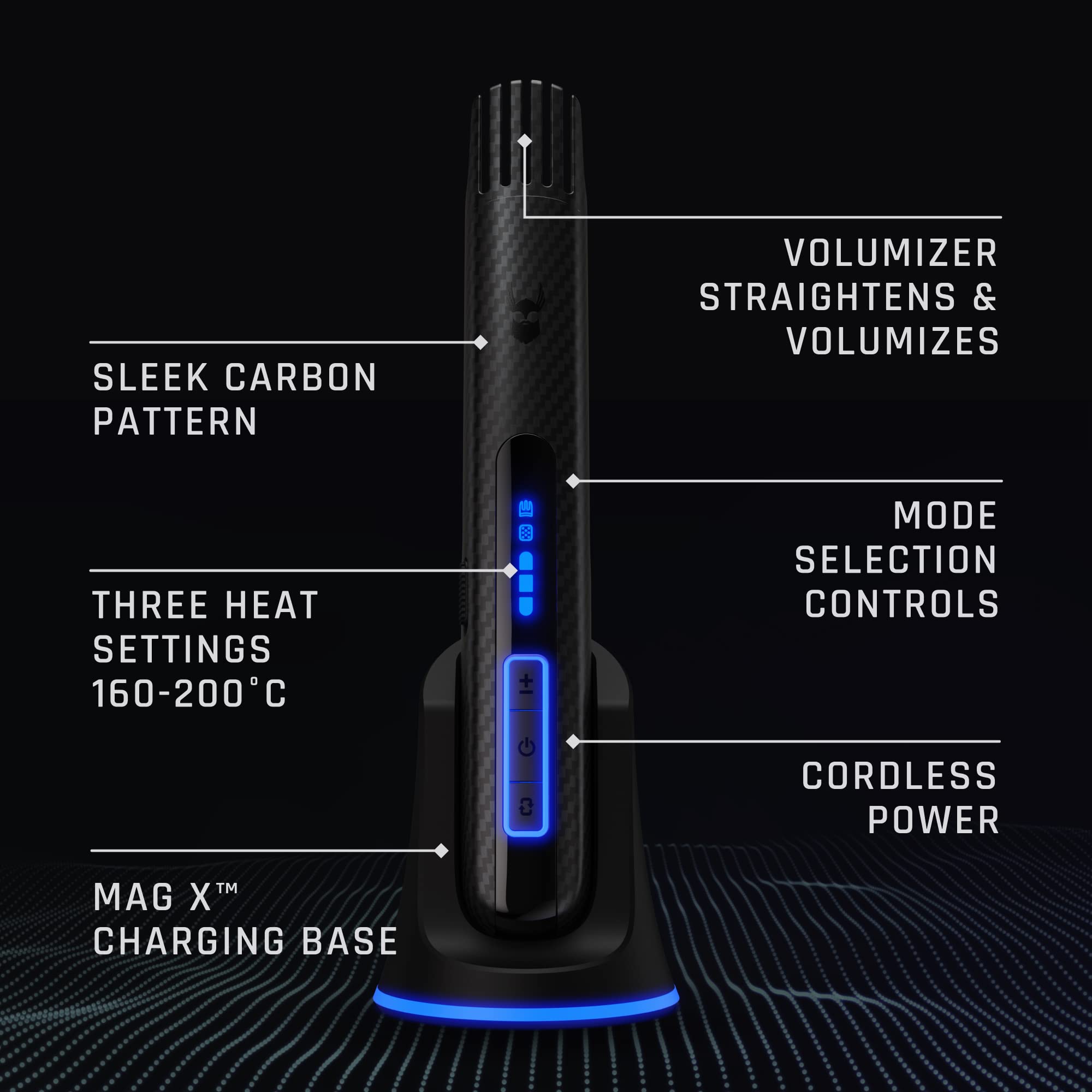 The Beard Struggle Carbon X - Heated Beard Brush + Beard Straightener For Men - Cordless Beard Brush & Straightening Comb - Rech