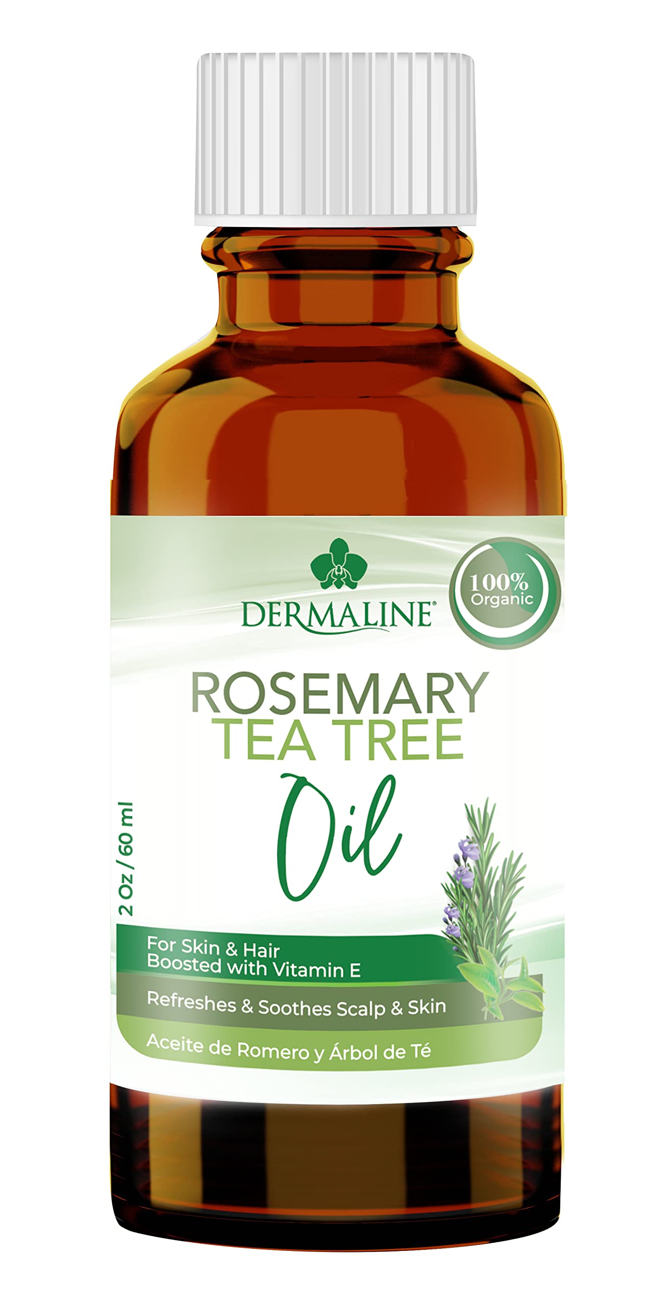 Dermaline Rosemary & Tea Tree Oil with Vitamin E  Nourishing Scalp & Hair Oil for Dry Scalp Care, HealthierLooking Hair & Skin