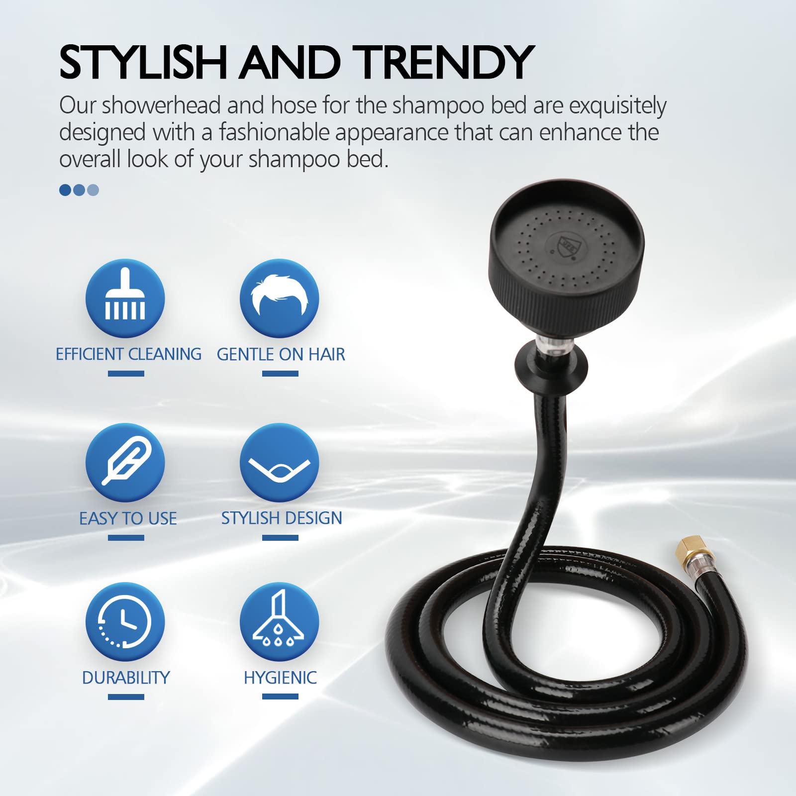 Lukloy Upc Certified Salon Shampoo Bowl Sprayer Head With Black Rubber Hose, Professional Salon Sink Replacement Part For Salon
