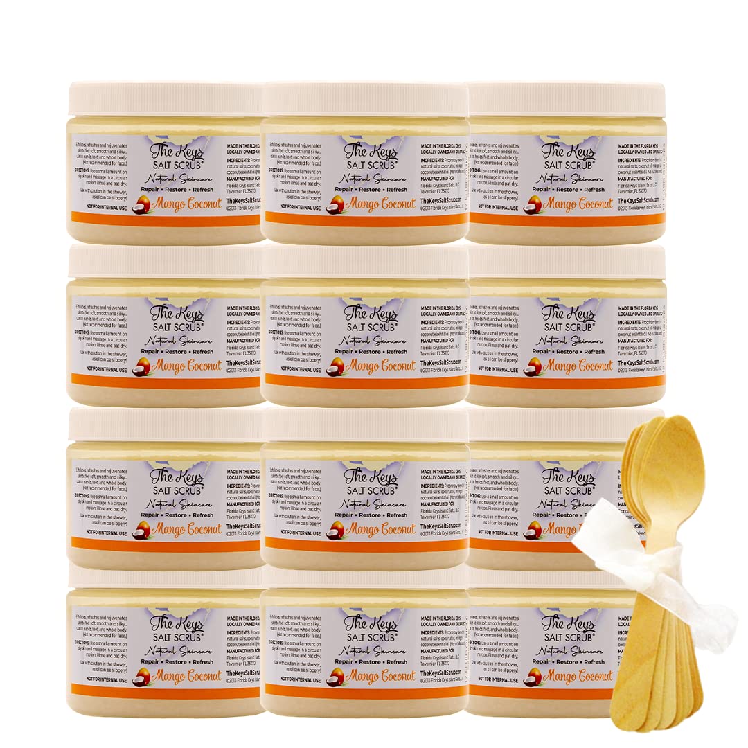 The Keys Salt Scrub Premium Exfoliating Sea Salt Body Skin Scrubs - Made With Pure Florida Sea Salt (Mango Coconut, Bulk Multi V