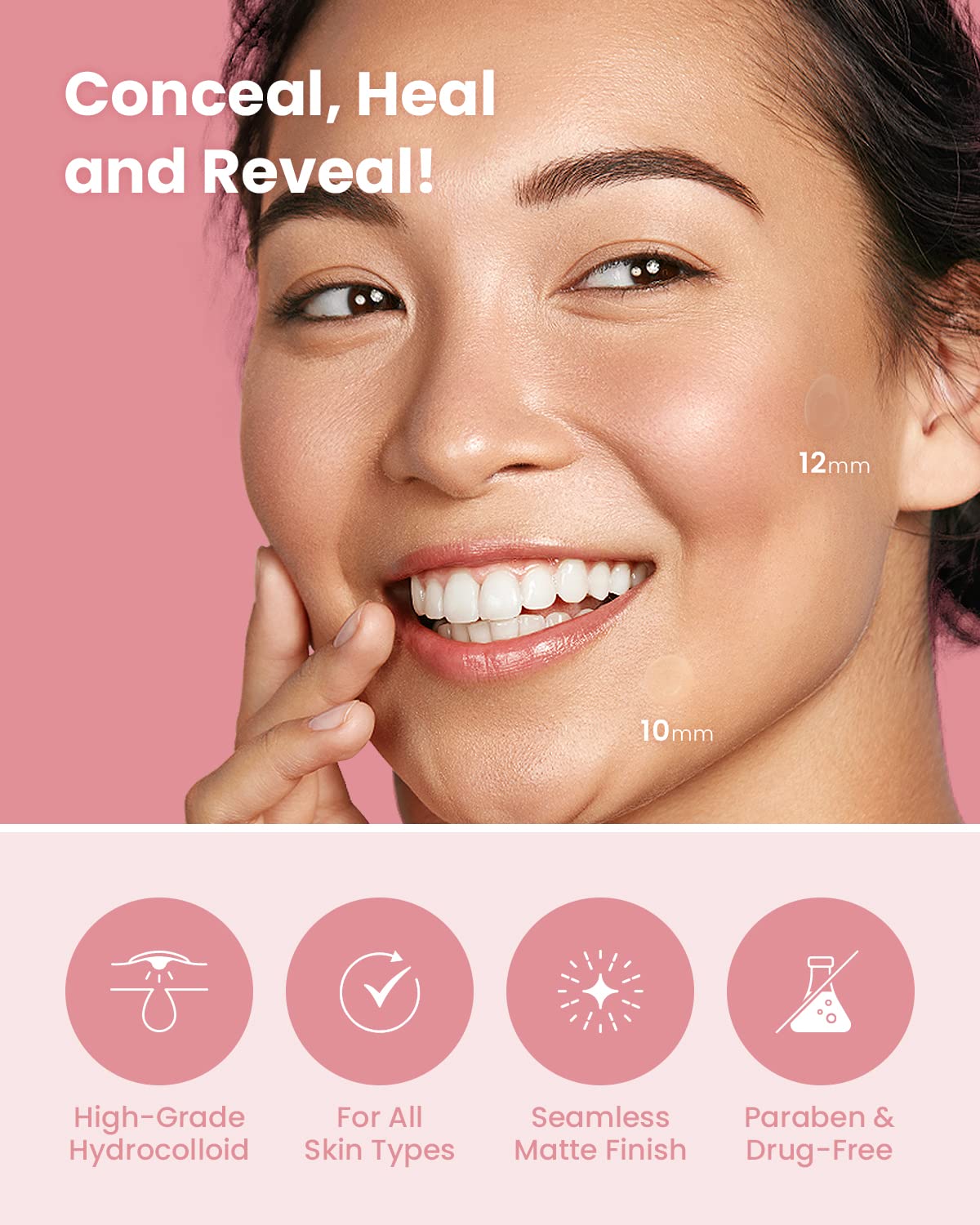 Glam Up Hydrocolloid Blemish Pimple Zit Patches - Invisible Ultra Thin Spot Cover Stickers For Face And Skin, Strong Water-Proof