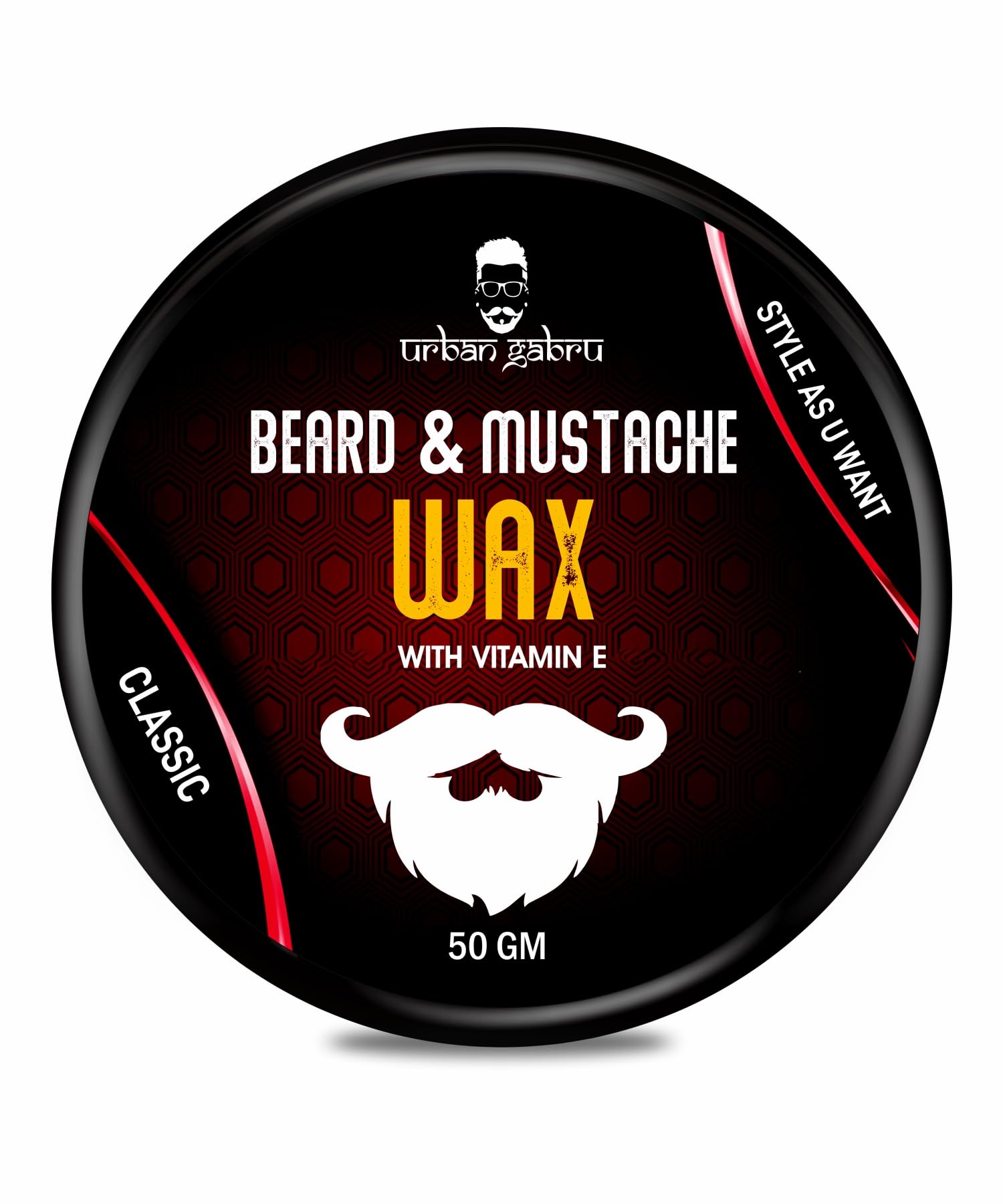 urbangabru Beard, Mustache Wax for Men - Strong Hold Mooch Styling Wax, Balm, Cream to Shape and Nourish Your Beard (1.7 fl oz)