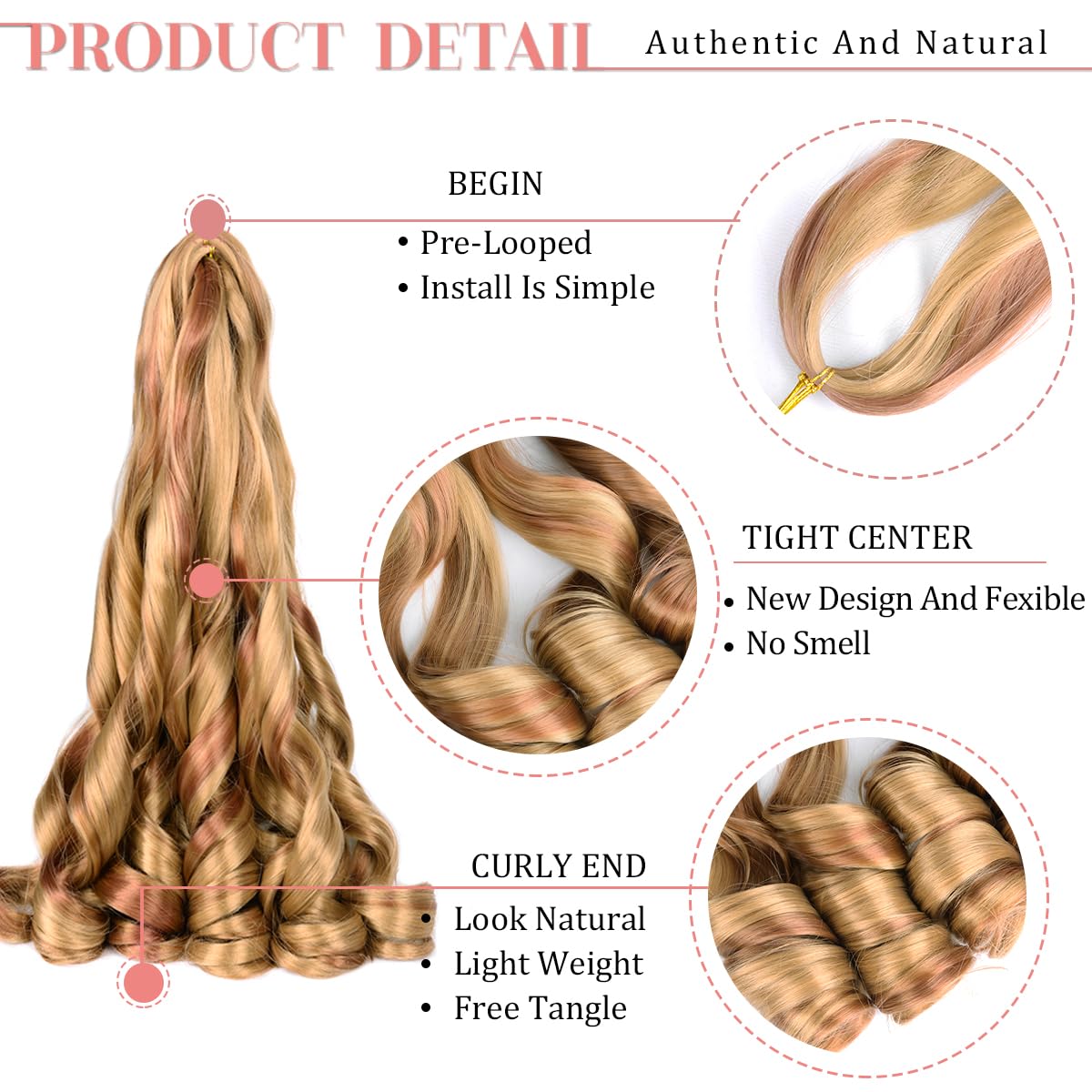 French Curly Braiding Hair for Box Braids P27/30 Loose Wave Braiding Hair 8 Packs 24 Inch 75G/Pack Spanish Curly Synthetic Spira