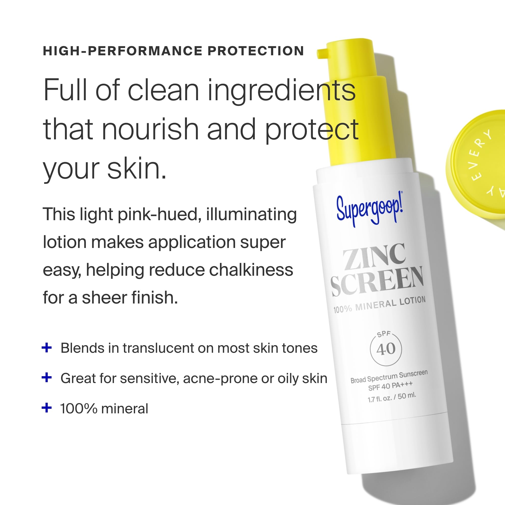 Supergoop! Zincscreen - 1.7 Fl Oz - Spf 40 Pa+++ 100% Mineral Face Lotion & Broad Spectrum Sunscreen - Non-Nano Zinc Oxide For D