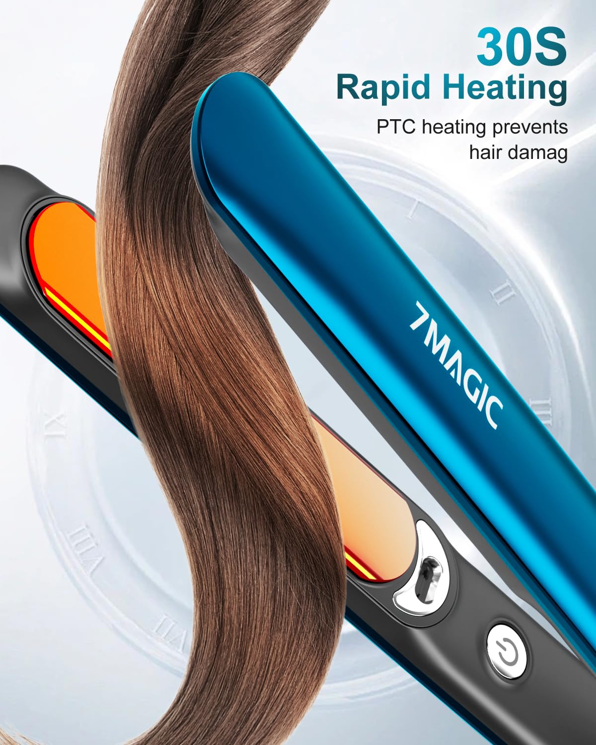 7MAGIC Hair Straightener, Ceramic Flat Iron with LCD, Professional 2 in 1 Hair Iron for Thick Hair, 11 Heat Settings Styling Too