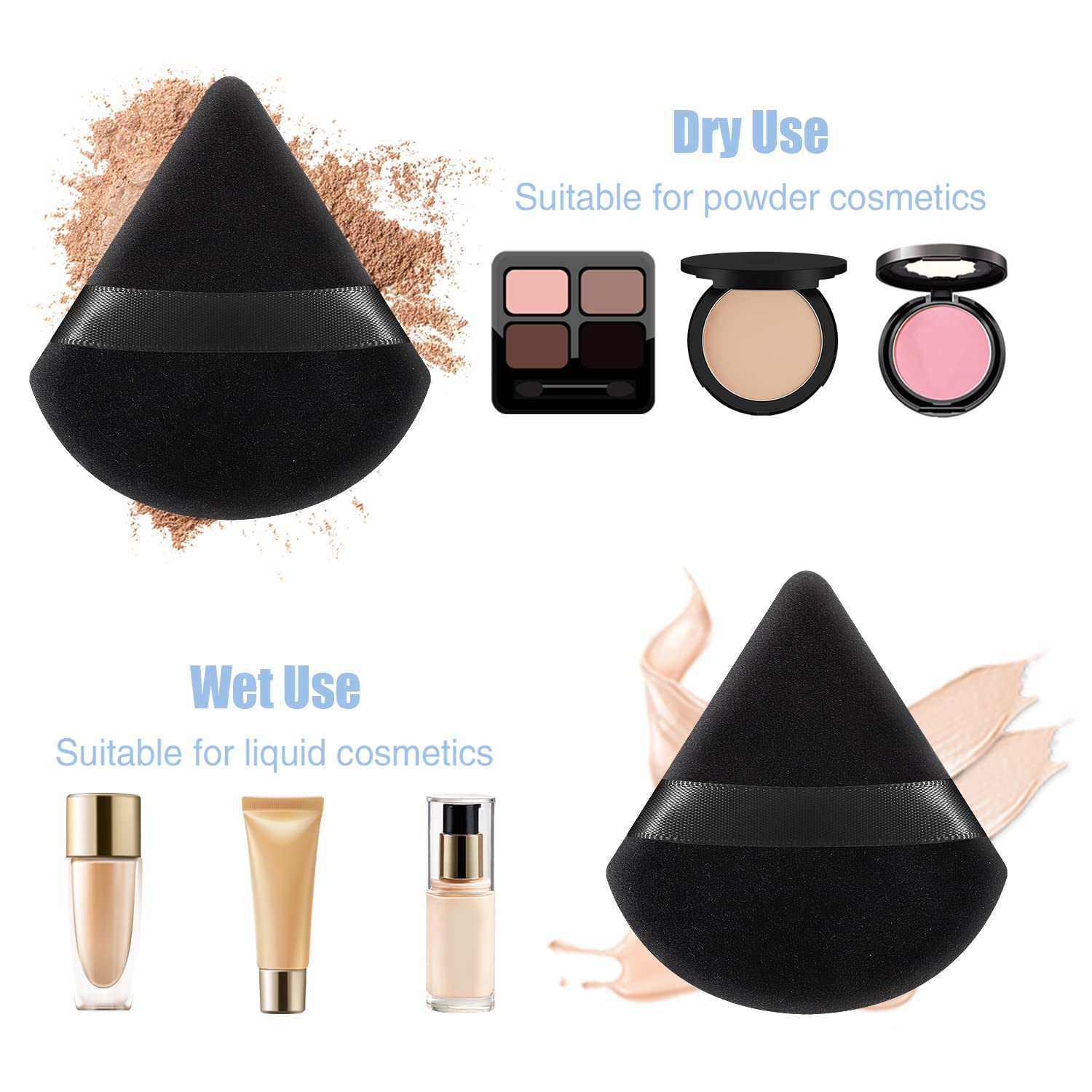 Pimoys 15 Pieces Powder Puff Face Soft Triangle Makeup Puff Velour Puff For Loose Powder Cosmetic Foundation Makeup Sponge Beaut