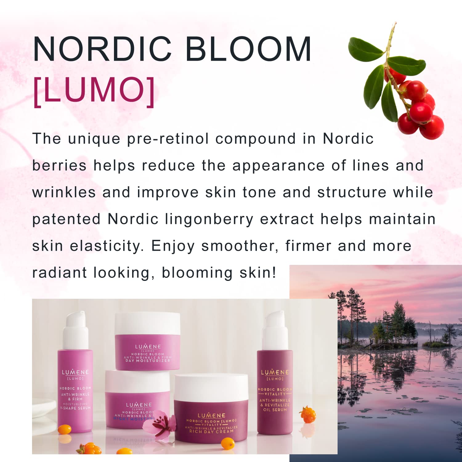Lumene [Lumo Nordic Bloom Anti-Wrinkle + Firming Night Cream - Hydrating Face Moisturizer for Visibly Firmer, Radiant & Smooth S