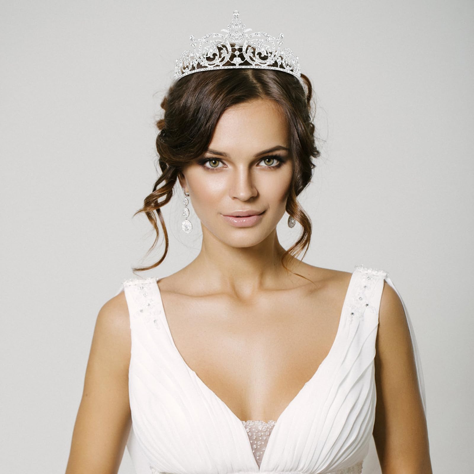 CIEHER Crowns for Girls & Women - Silver Wedding Tiara for Bridal, Prom, Quinceanera, Birthday & Christmas Gifts - Hair Accessor