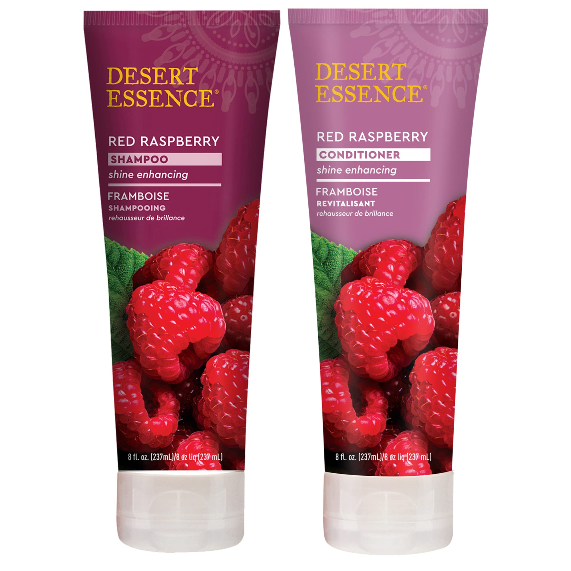 Desert Essence Red Raspberry Shampoo and Conditioner Bundle With Aloe Leaf Juice, Jojoba, Vitamin B-5 and Shea Butter, 8 fl. oz.