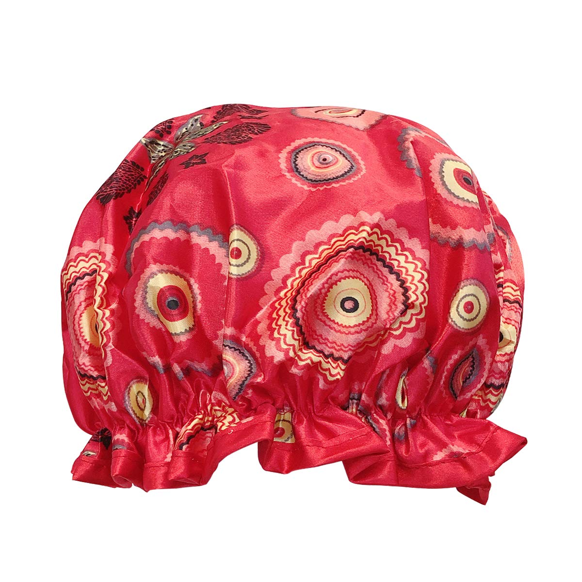Allydrew Reusable Women'S Waterproof Shower Caps For Long Hair, Red Circle