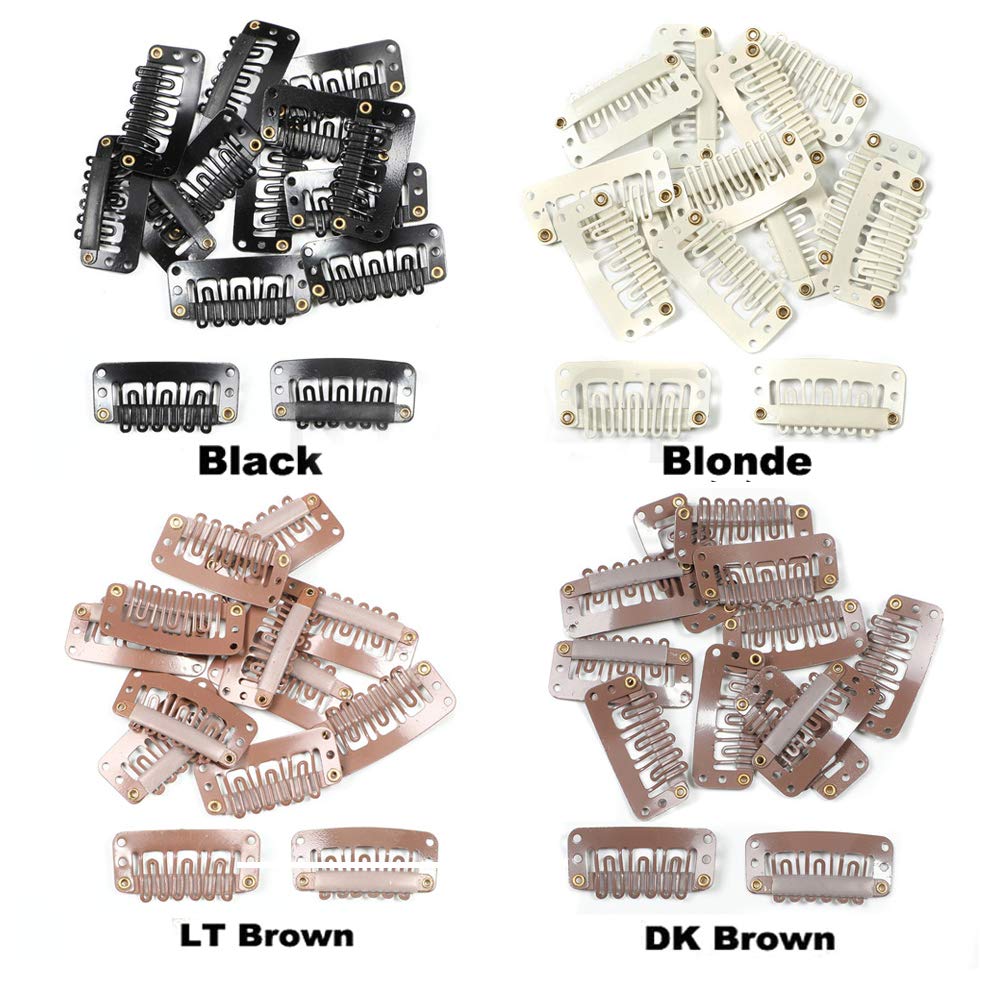 50Pcs/Lot Hair Extension Clip U Blonde/Dk Brown/Lt Brown/Black Snap Clip For Hair Extension Wig Weft 32Mm Wig Clips (Dk Brown)