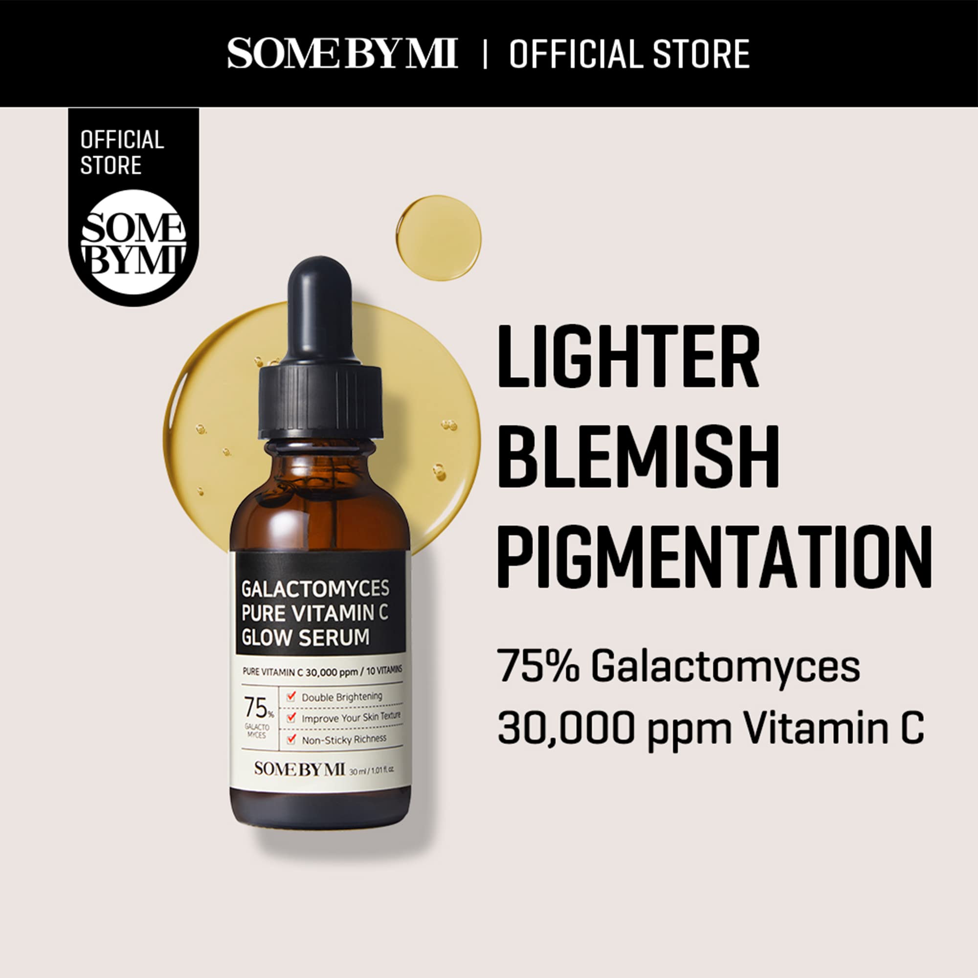 Some By Mi Galactomyces Pure Vitamin C Glow Serum - 1.01 Oz, 30Ml - Daily Brightening Care Korean Vitamin C Serum For Face Glass
