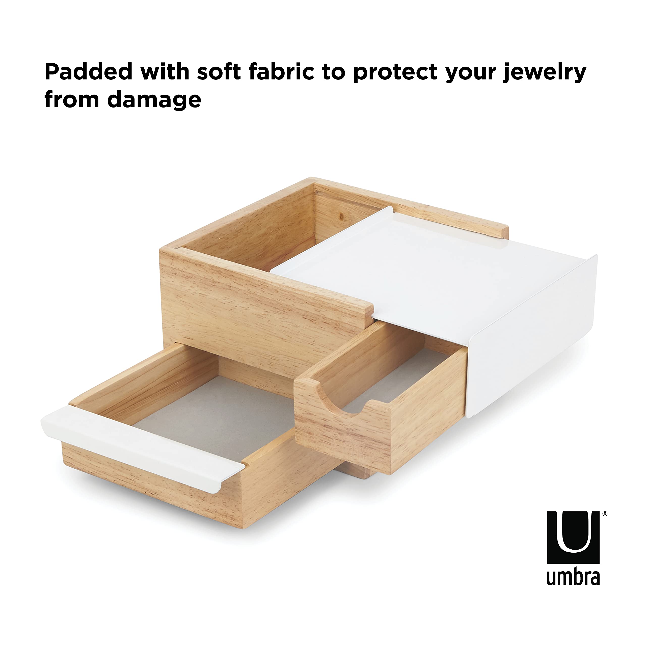 Umbra Mini Stowit Jewelry Box - Modern Keepsake Storage Organizer with Hidden Compartment Drawers
