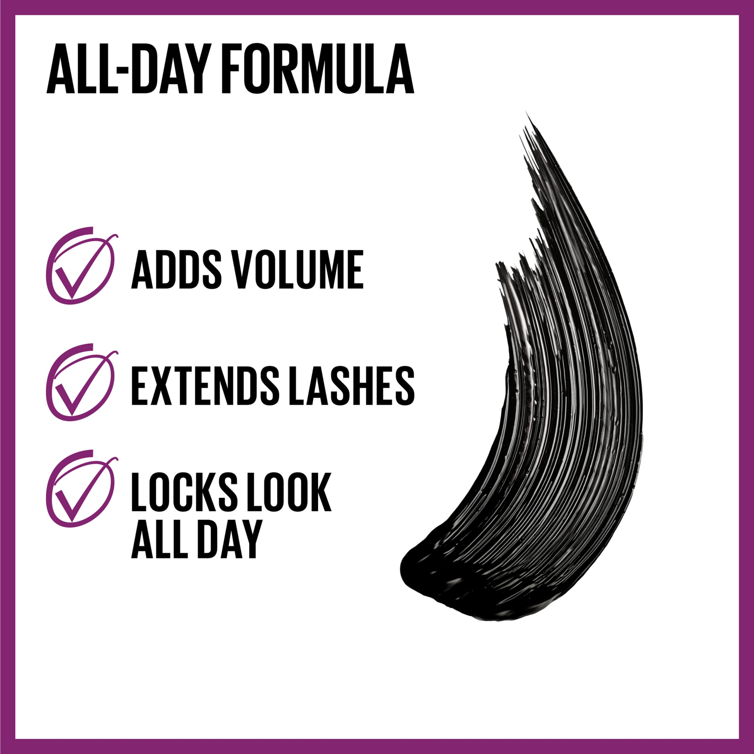 Maybelline The Falsies Lash Lift Waterproof Mascara Volumizing, Lengthening, Lifting, Curling, Multiplying, Eye Makeup, Very Bla