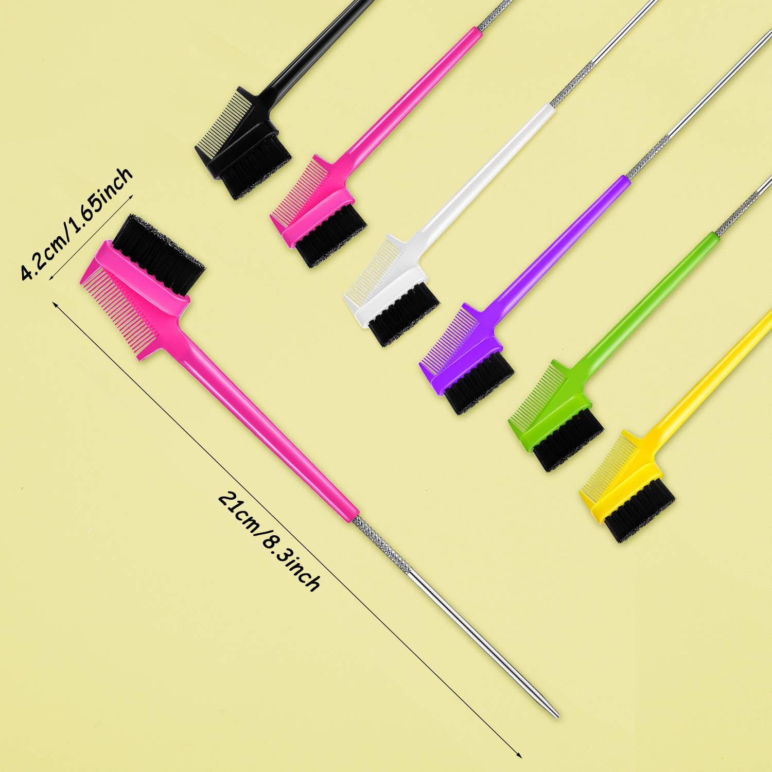 12 Pieces Hair Control Edge Brush With Metal Rat Tail Comb Double Sided Hair Brush Comb Edge Comb Smooth Comb Grooming Brushes F