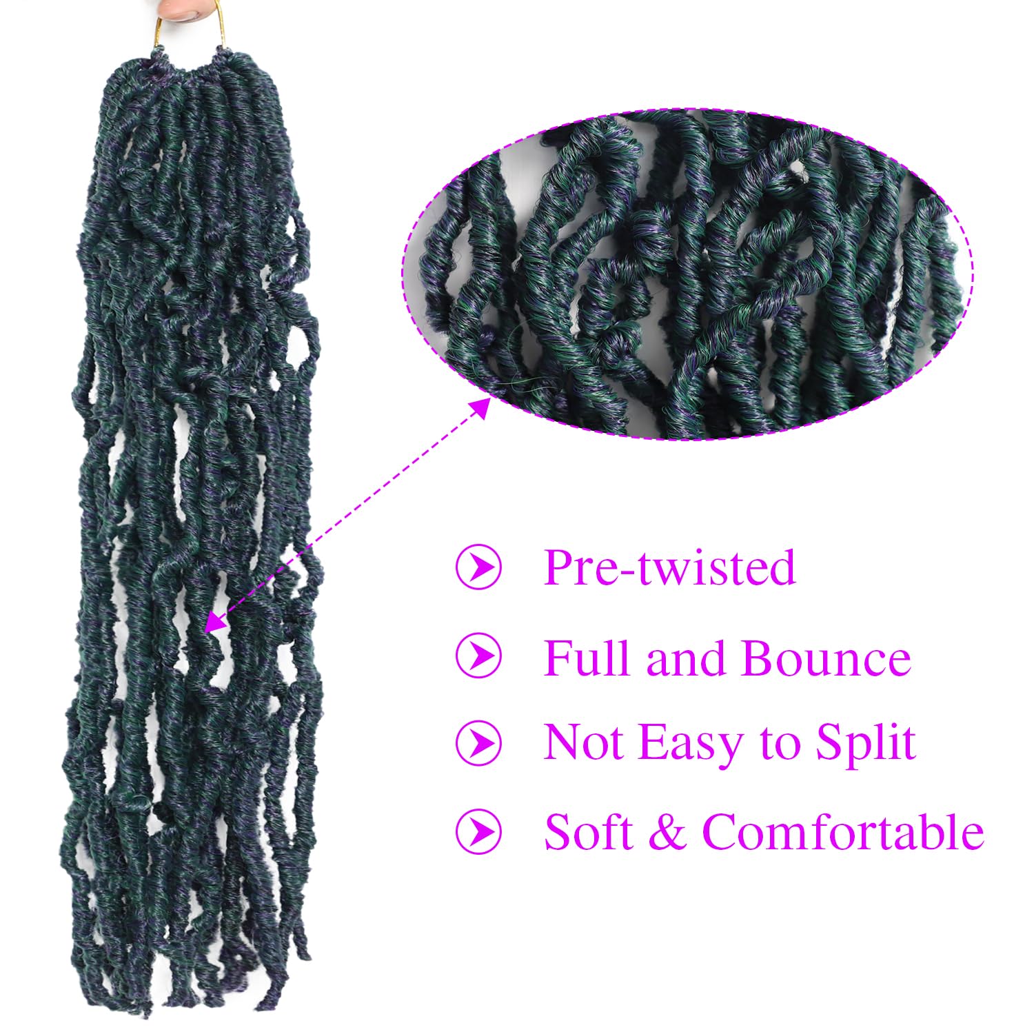 18 Inch Faux Locs Crochet Hair 6 Packs Soft Locs Crochet Hair M1B/Green Crochet Hair For Black Women Synthetic Crochet Braids Ha
