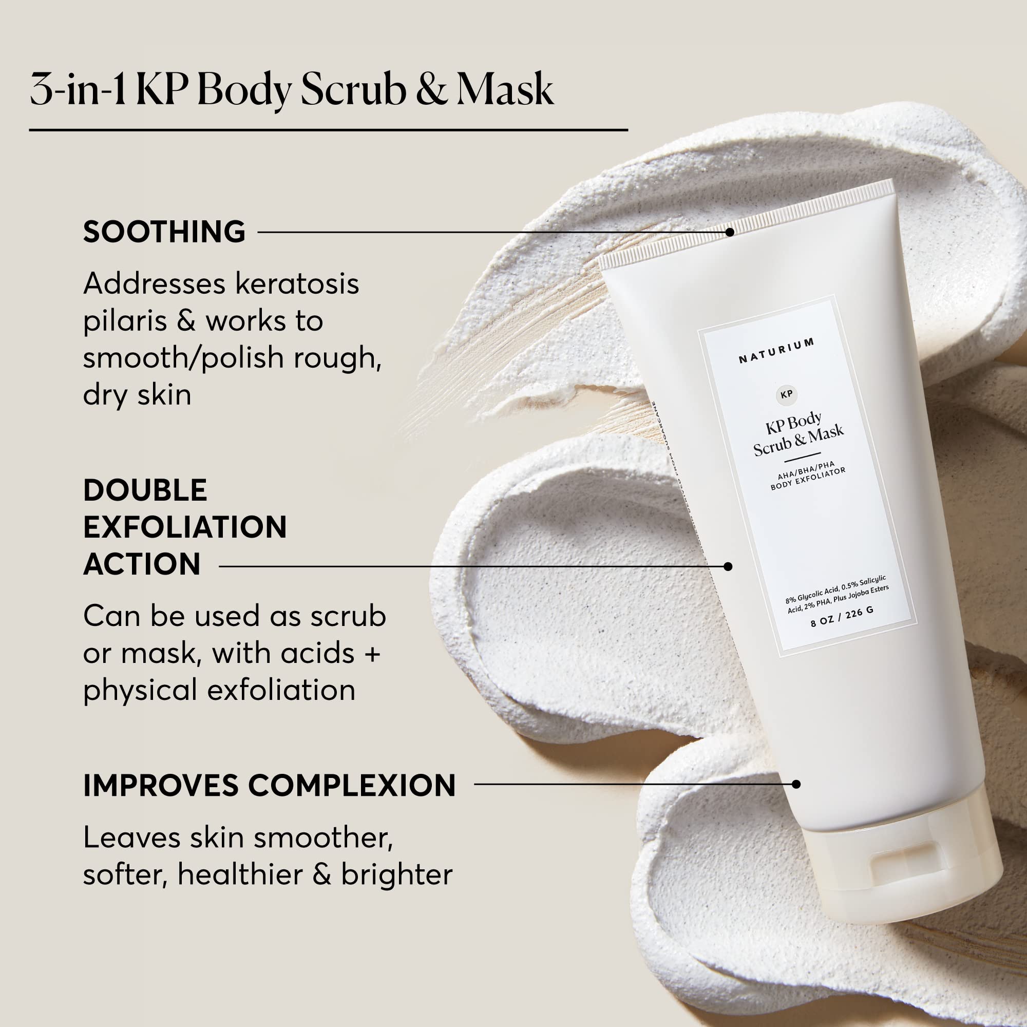Naturium Kp Body Scrub & Mask For Keratosis Pilaris, Bump Eraser Shower Scrub & Exfoliator For Skin, 8 Oz