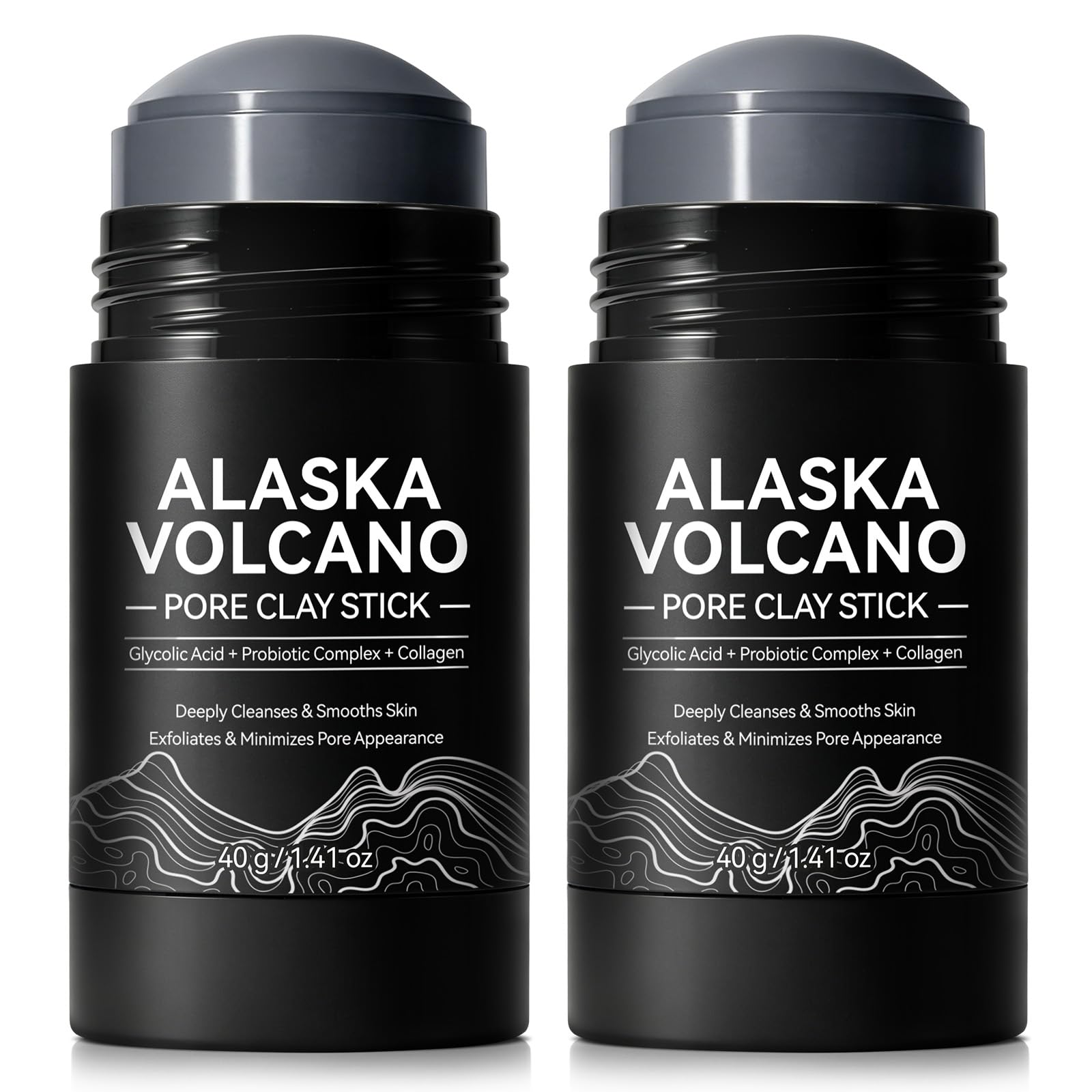QYQIZWIA 2pack Blackhead Remover, Clay Mask Stick with Alaska Volcano Clay for Face, Pores, Excess Oil, Sebum Impurity Buildup D