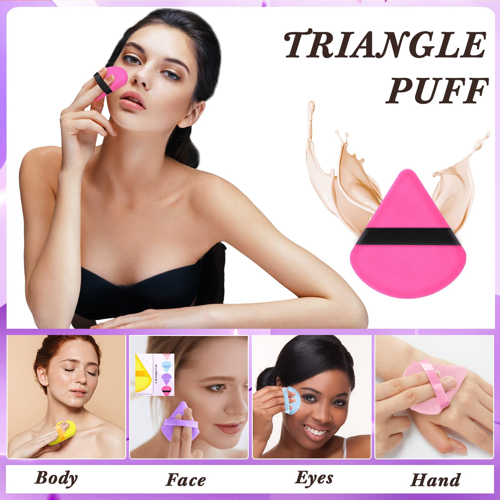Skylety 120 Pieces Powder Puff Soft Triangle Makeup Puff Sponge Beauty Puff For Loose Powder Cosmetic Foundation Blender Dry Con