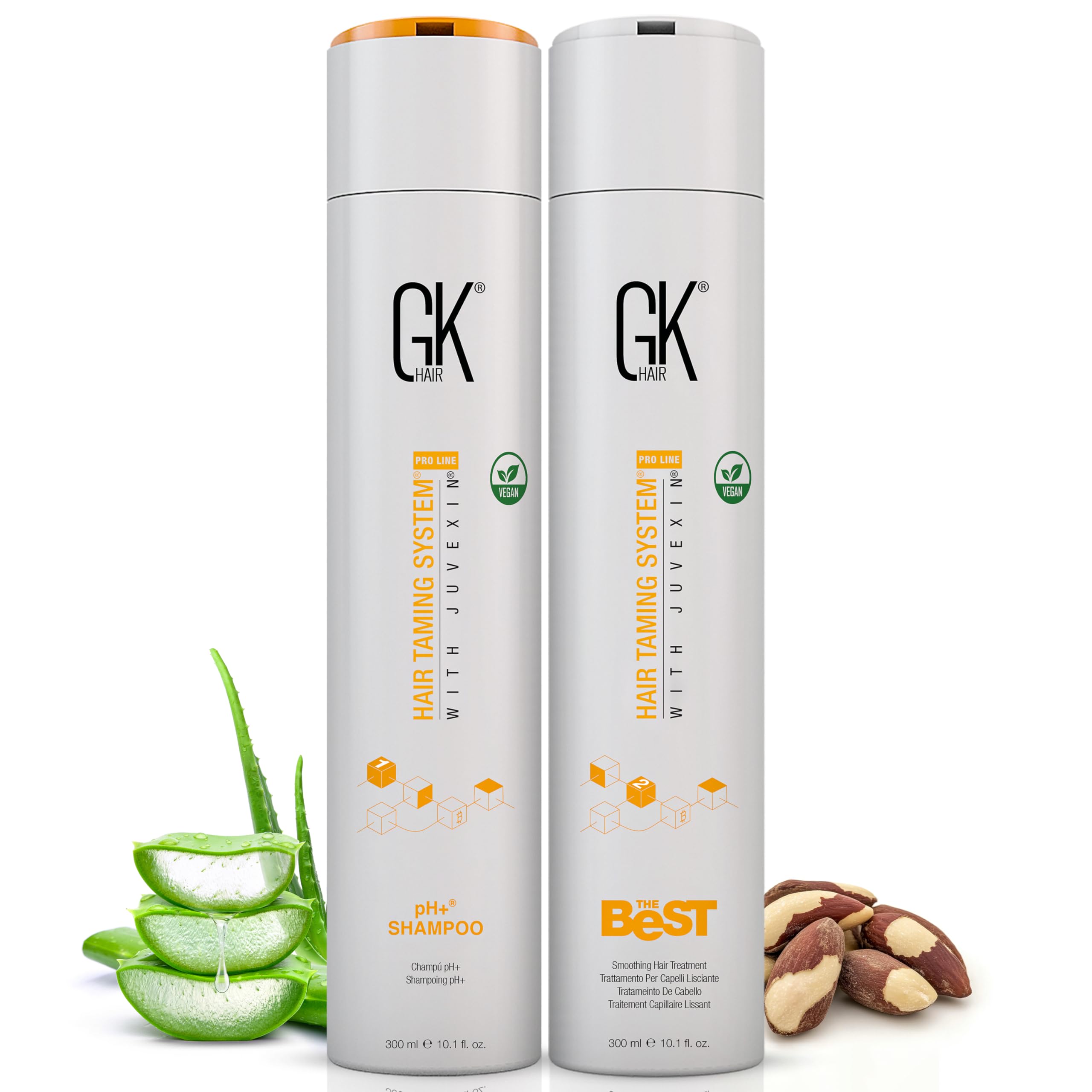 GK HAIR The Best Vegan Keratin Treatment Kit 10.1 fl oz - Pre Treatment Shampoo Straightening Complex for Smooth Silky Frizz-Fre