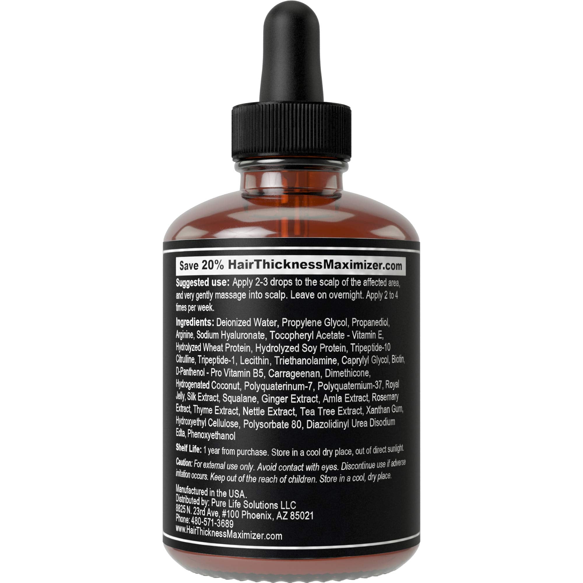 Biotin Hair Growth Serum For Hair Thickening + Moisturizing. Vegan Hair Growth Oil Scalp Treatment For Women, Men with Dry, Friz