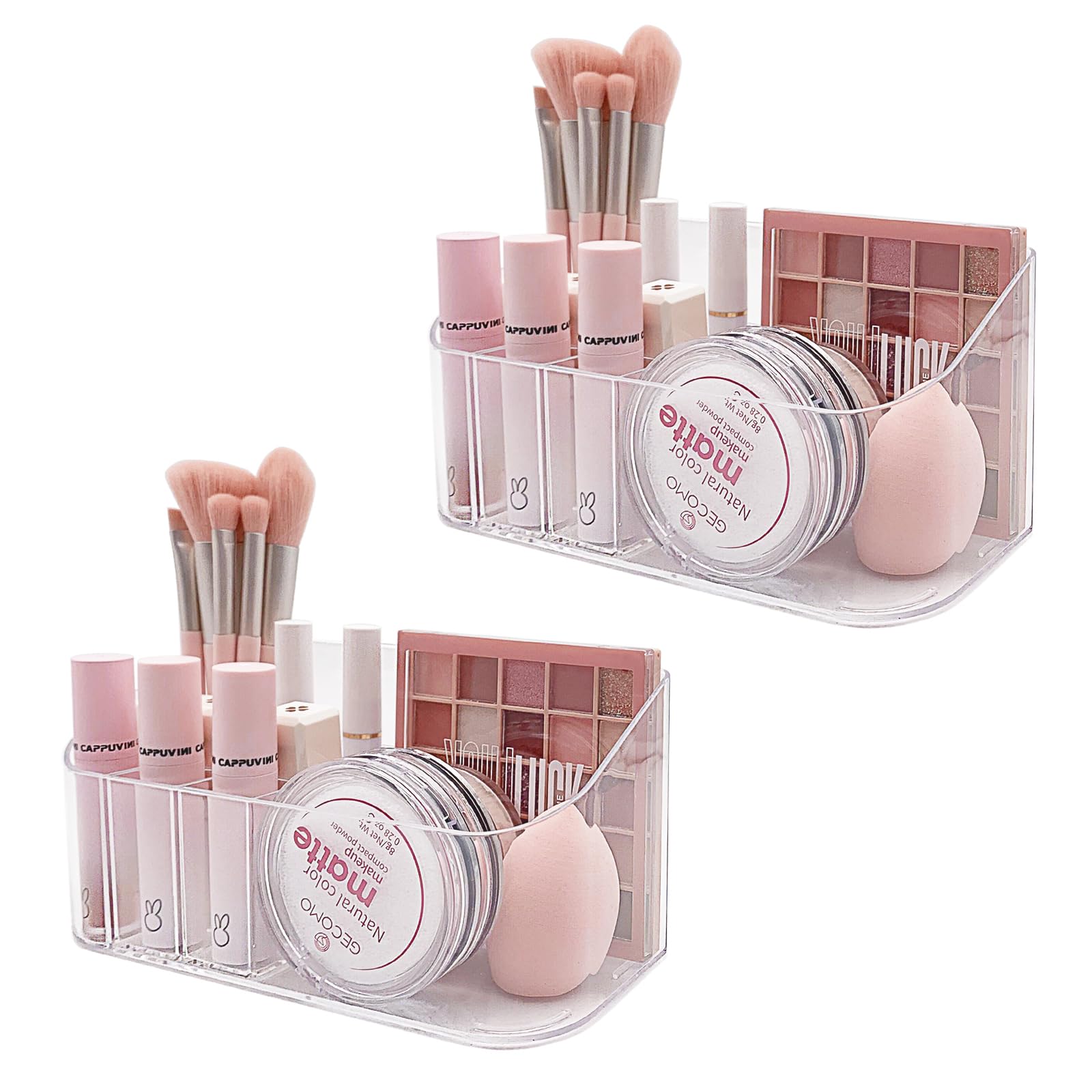 Sunficon 2 Pack Makeup Trays Organizers Holders Cosmetic Display Cases Tabletop Desktop Vanity Countertop Bathroom Wall Cabinet