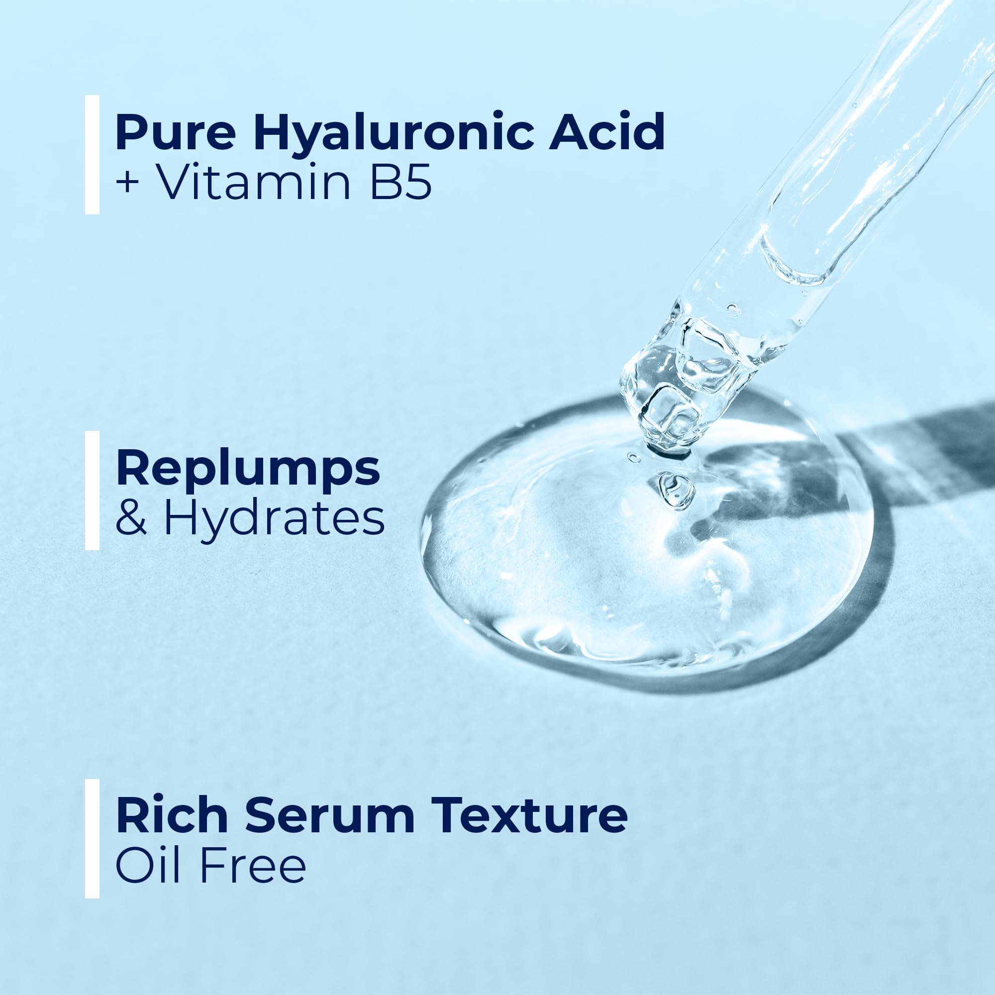 Pure Hyaluronic Acid Serum for Face with Vitamin B5, Acido Hialuronico, Hydrating Serum for Sensitive Skin, Anti- Aging Serum, B