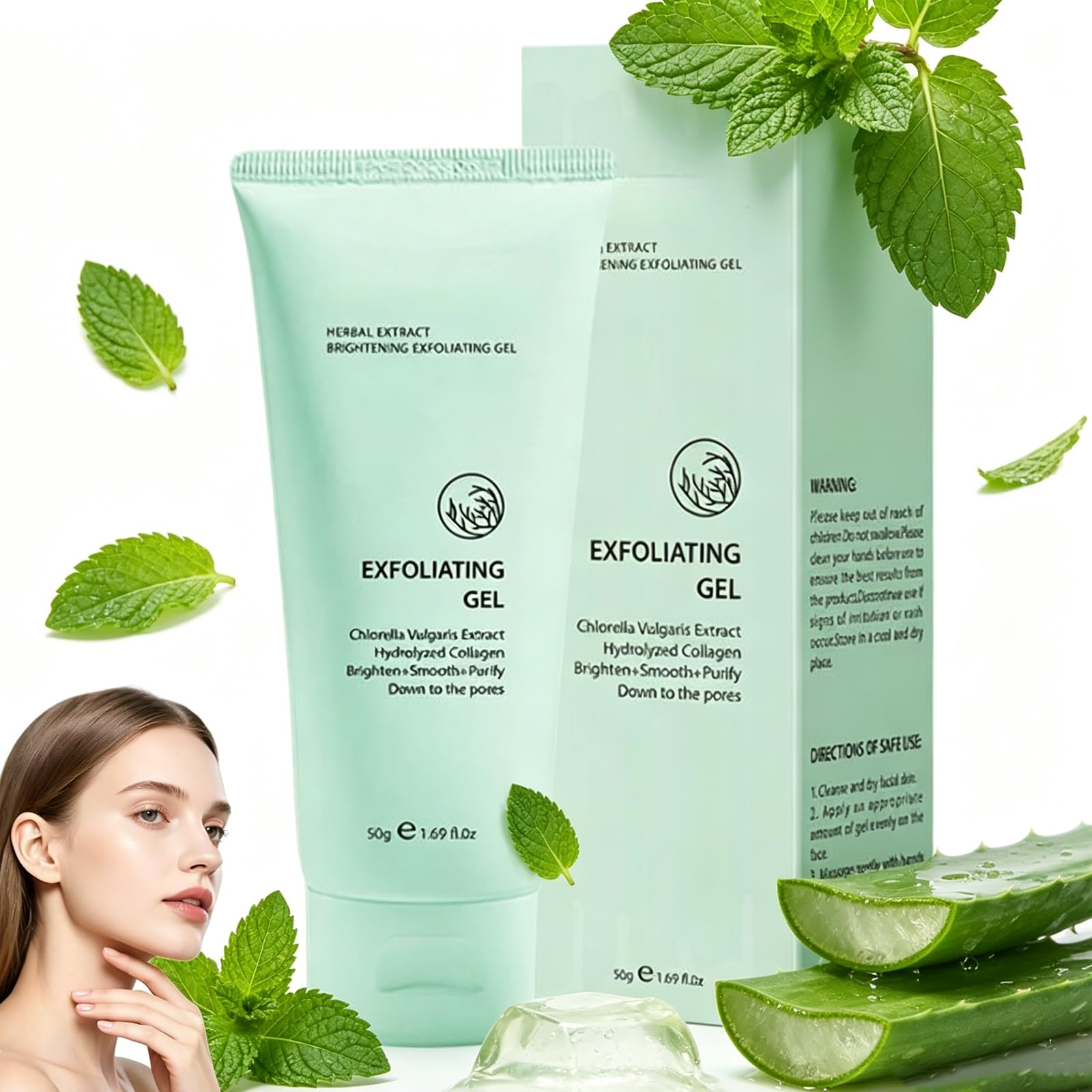 Exfoliating Gel, Herbal Extract Exfoliating Gel, Gentle Facial Exfoliator for Deep Pore Cleansing for All Skin Types