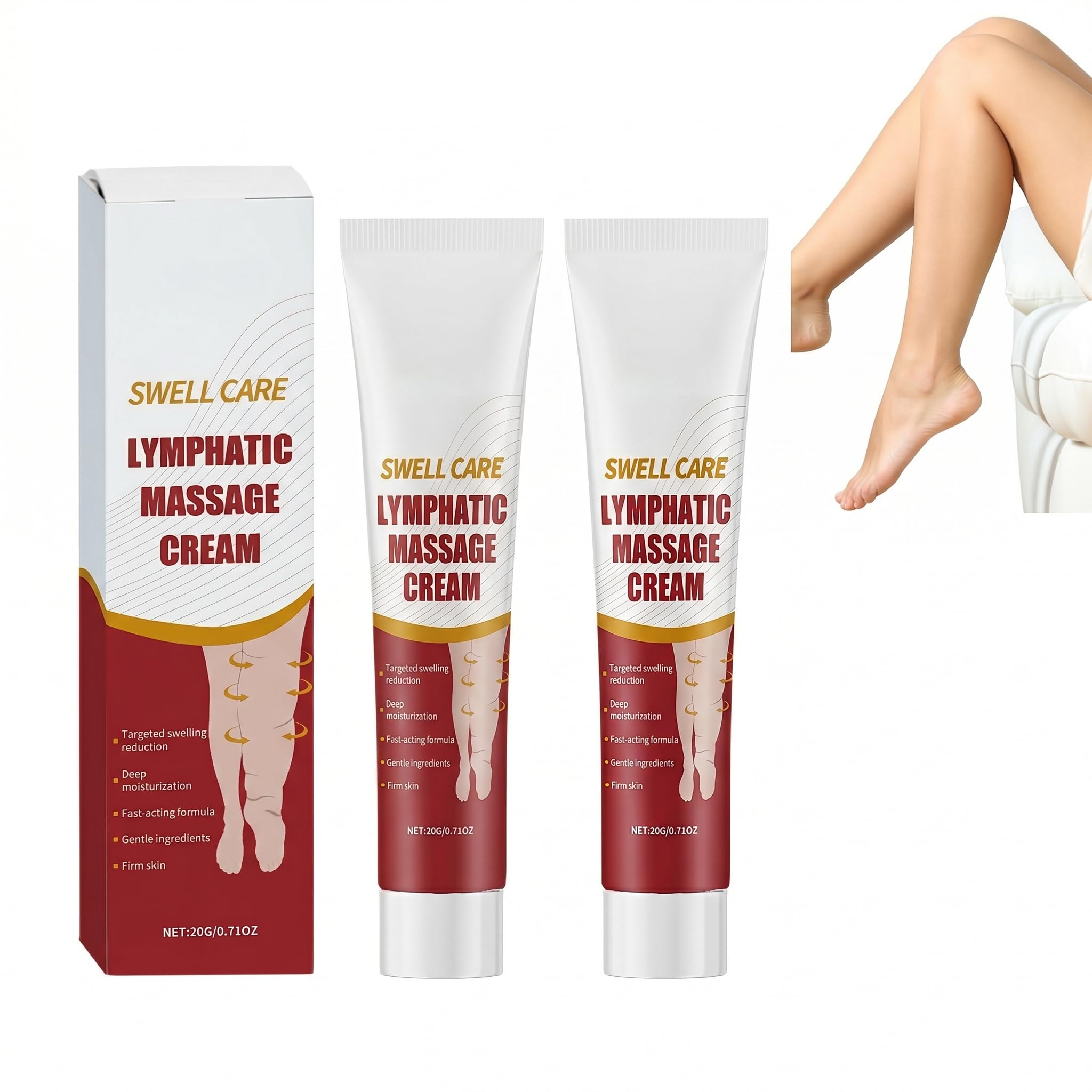 JoanofArc 2pc Balm for Swollen Legs, Professional Leg Circulation Cream, Swelling Care Lymphatic Massage Cream, Edema Relief for