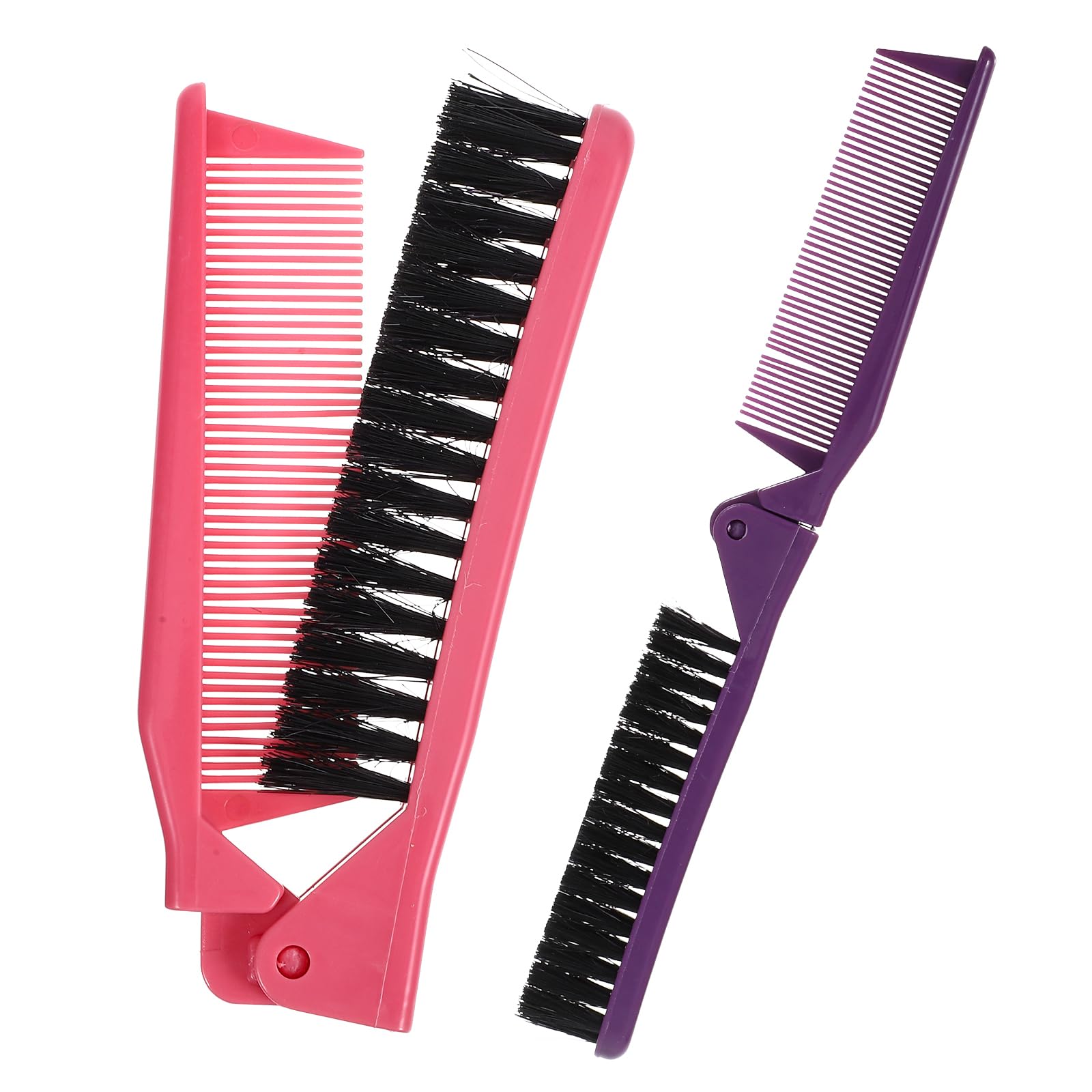 TOVINANNA Folding Hair Brush, 2pcs Portable Travel Comb 2 In1 Double Sided Teeth Comb Small Foldable for Purses, Pocket Hair Com