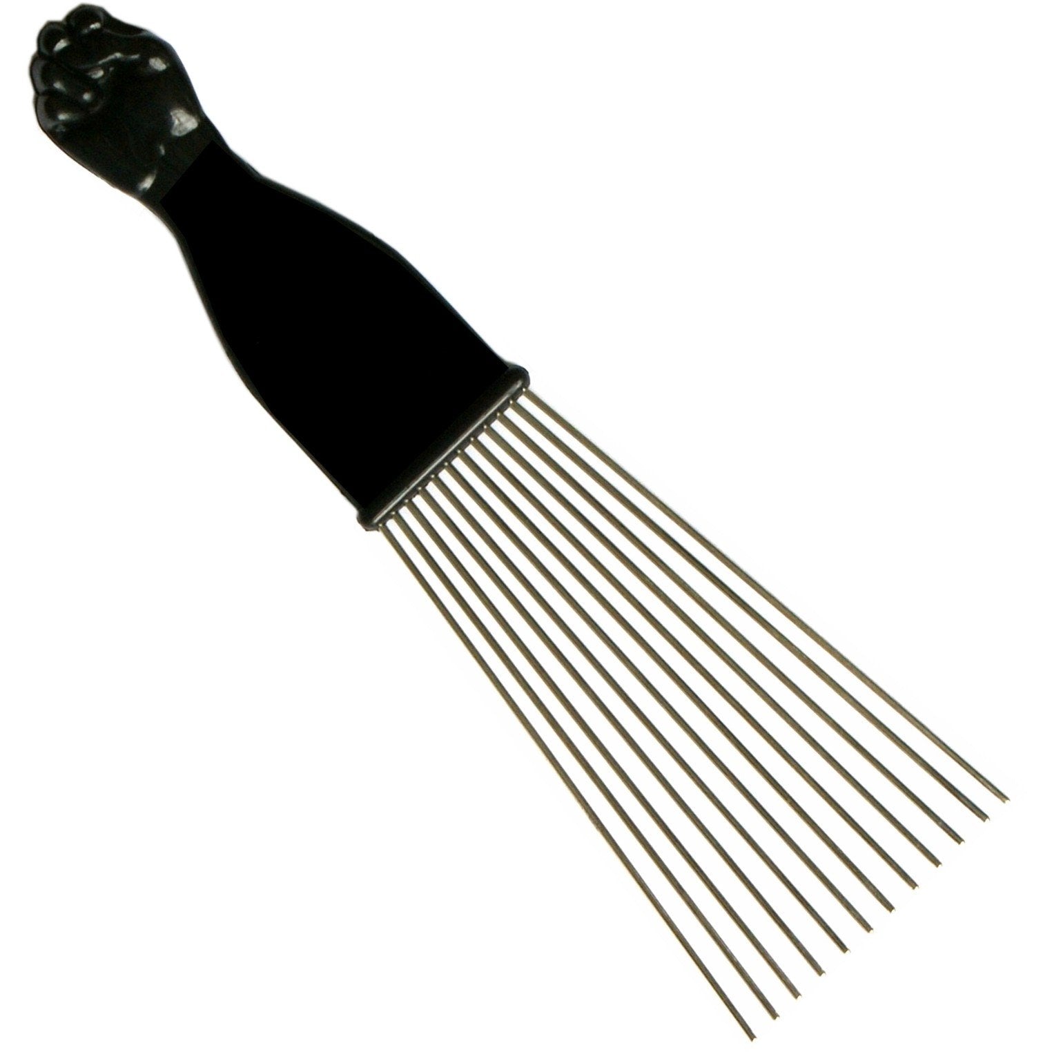 Shoe String King SSK Fan Afro Pick with Black Fist - Metal African American Hair Comb