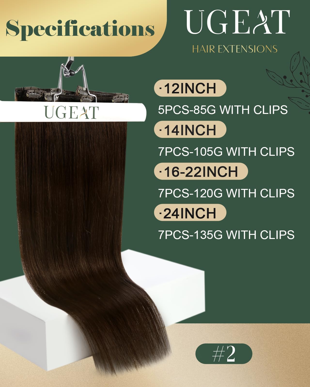 Ugeat Brown Human Hair Clip In Extensions Darkest Brown Brazilian Remy Hair Extensions Clip In Human Hair Natural Straight Hair