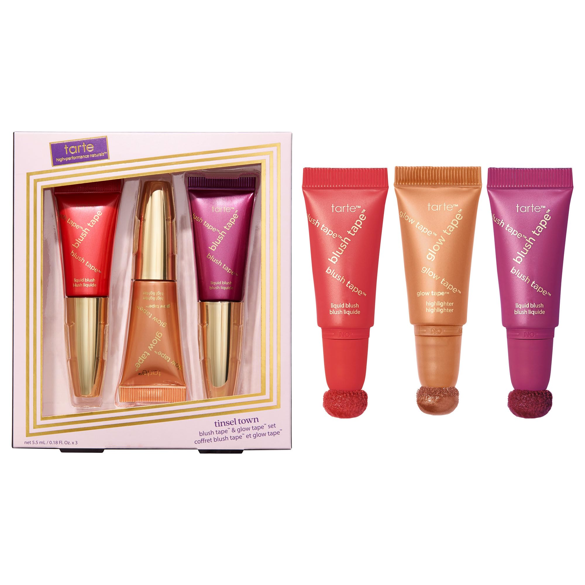 tarte blush tape & glow tape trio set - Blush & Highlighter Duo with Buildable Mineral Pigments & Shea Butter for Hydrating Radi
