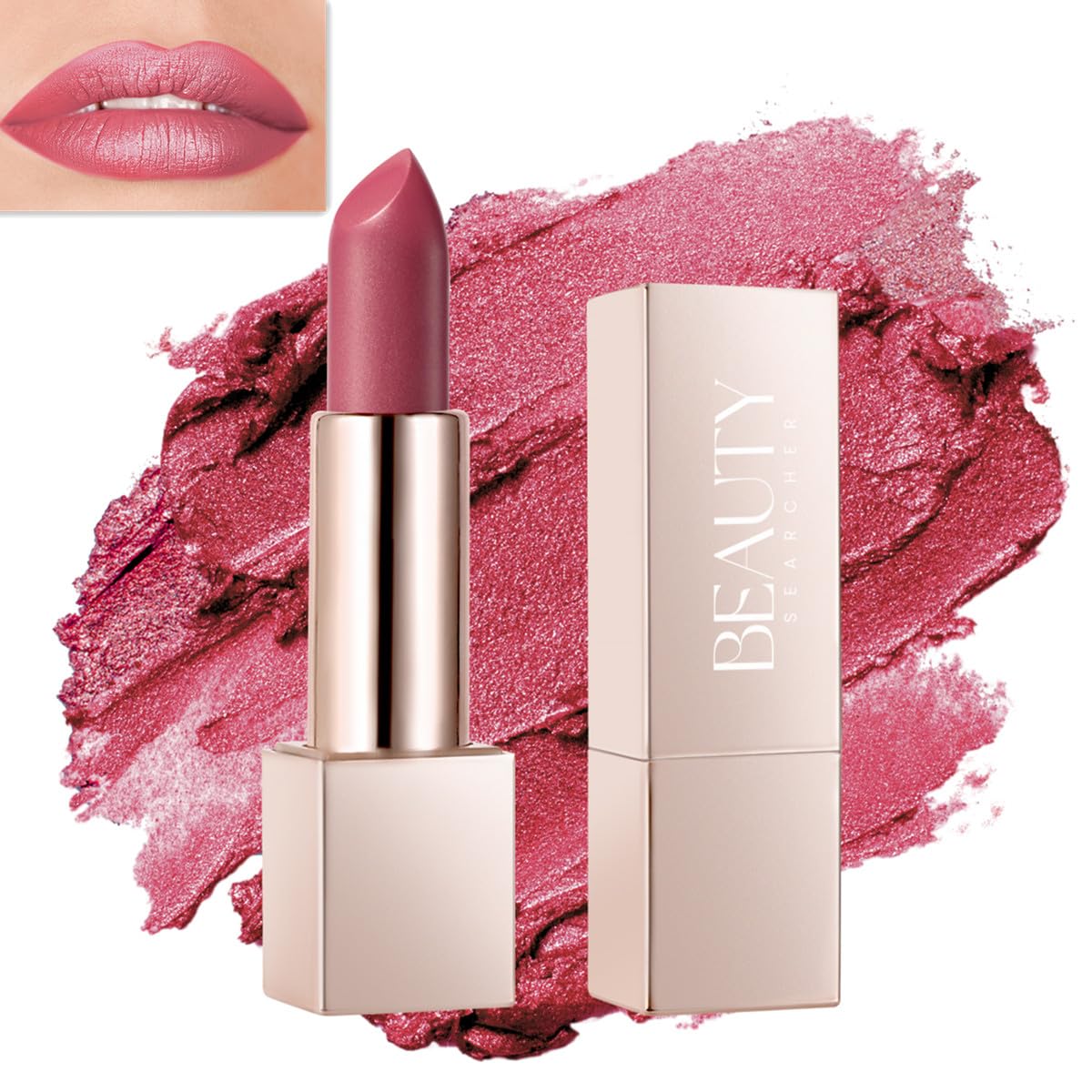 Beauty Searcher Metallic Shine Lipstick, High Impact Lipcolor with Moisturizing Creamy Formula, Vegan & Cruelty-Free, Smooth Ful