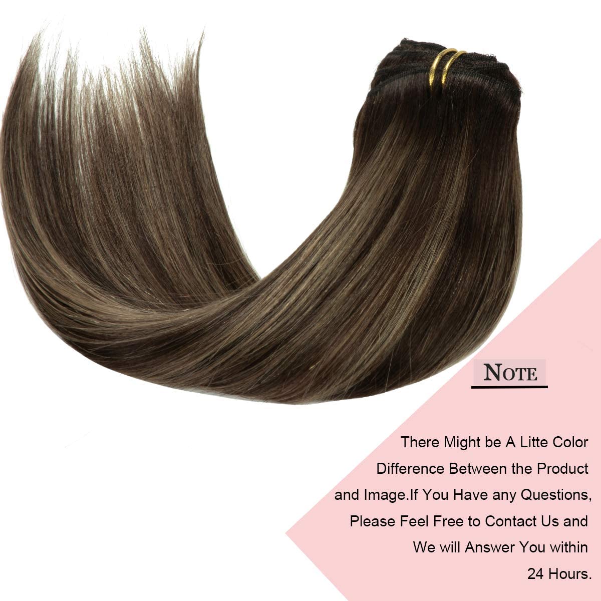 Loxxy Clip In Hair Extensions Real Human Hair Ombre Chestnut Brown Mixed Dark Brown With Dark Brown Roots Double Weft Remy Hair