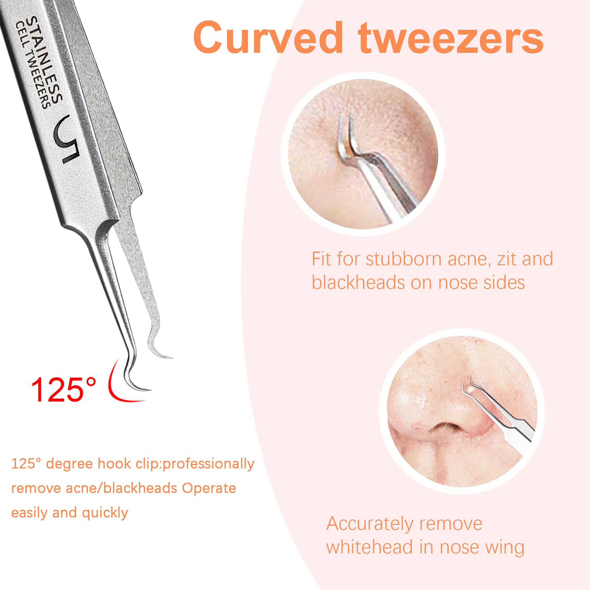 WSYUB Blackhead Tweezers, Milia Remover, Pimple Popper Tool,Ingrown Hair Tweezers, Blackhead Extractor