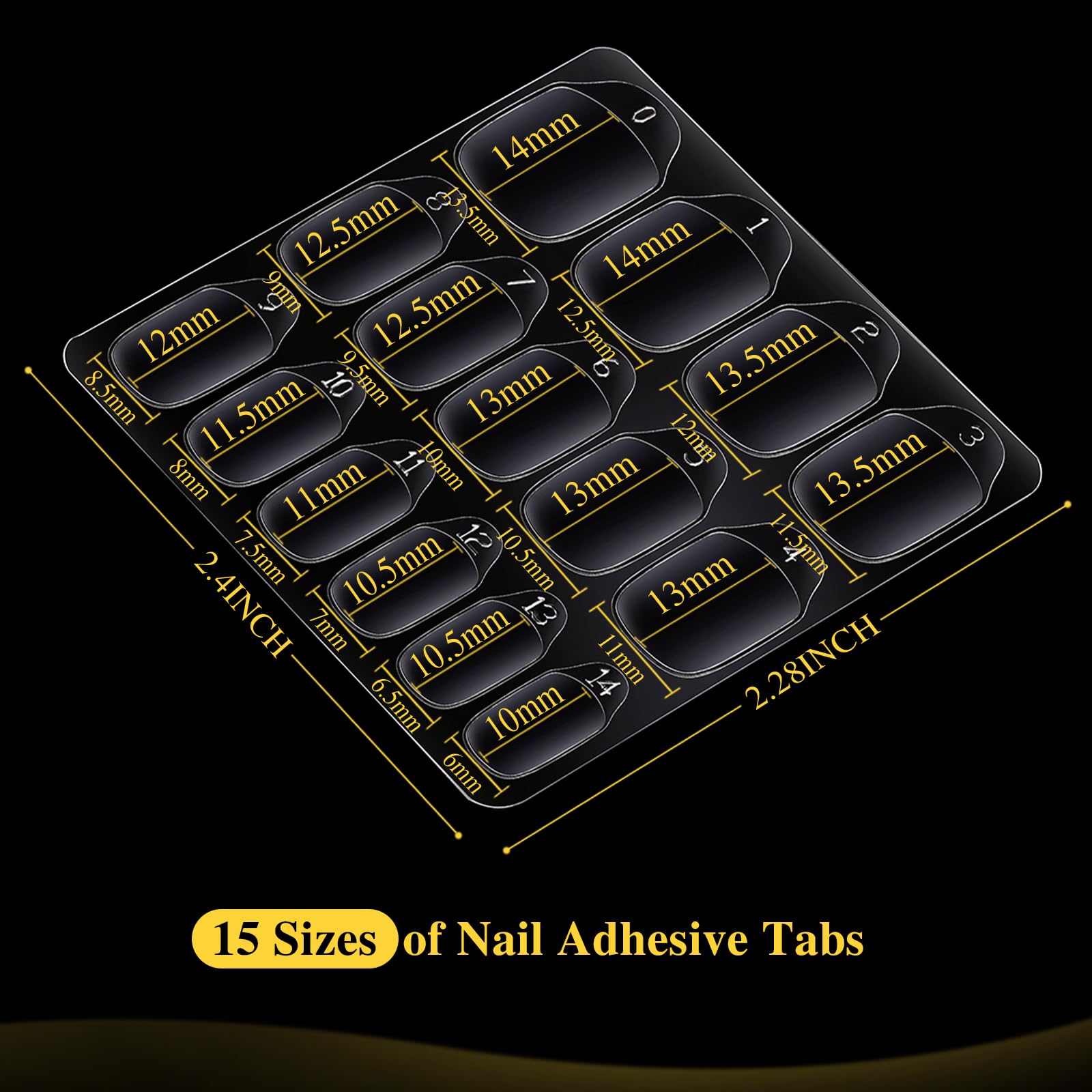 Teenitor 300Pcs Nail Adhesive Tabs For Press On Nails, 15 Sizes Of Nail Sticky Tabs For Nails Press On Nail Stickers, Nail Glue