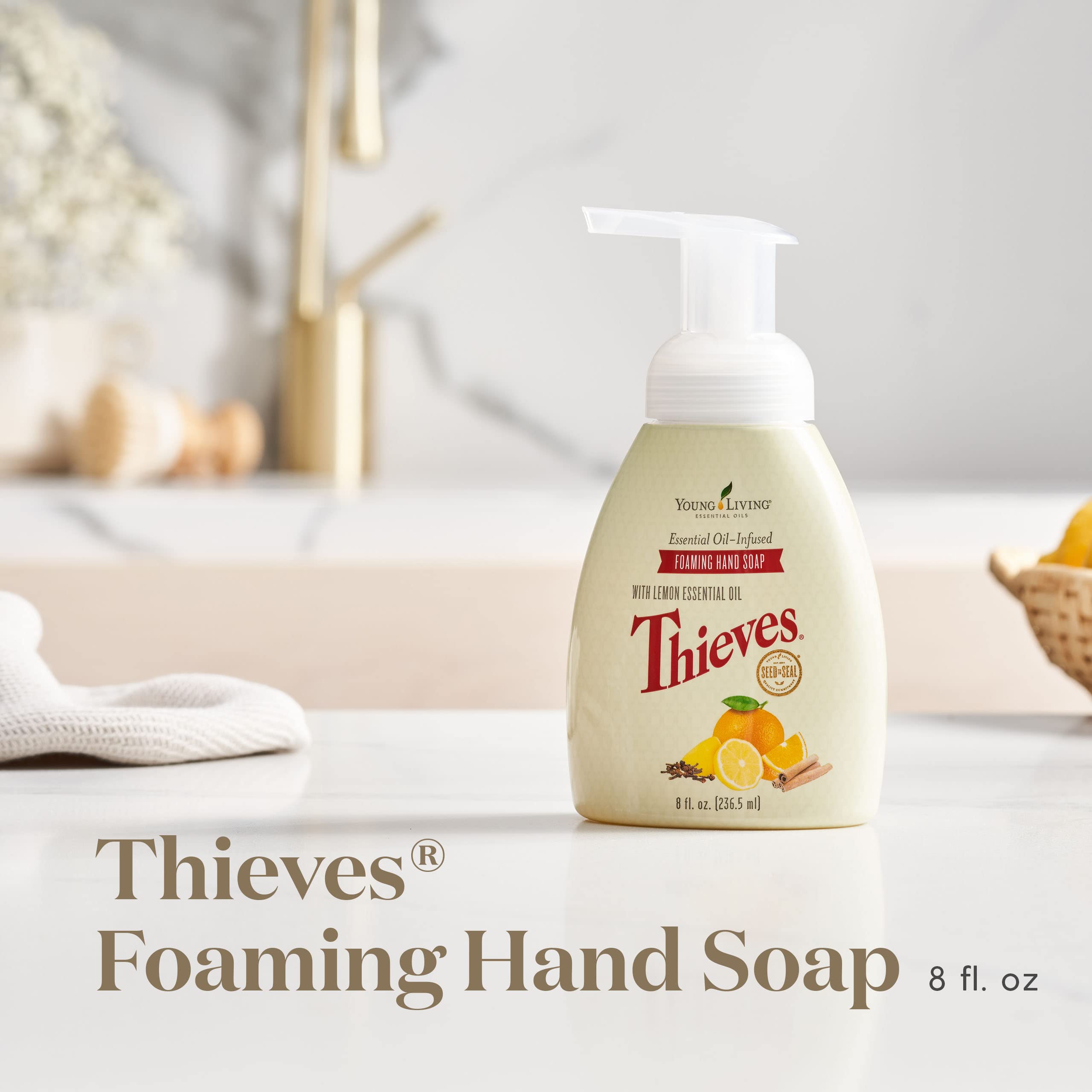 Thieves Foaming Hand Soap 8 fl oz. 2 pk by Young Living Essential Oils - Gentle Cleansing , Refreshing Aroma , Powerful Moisturi