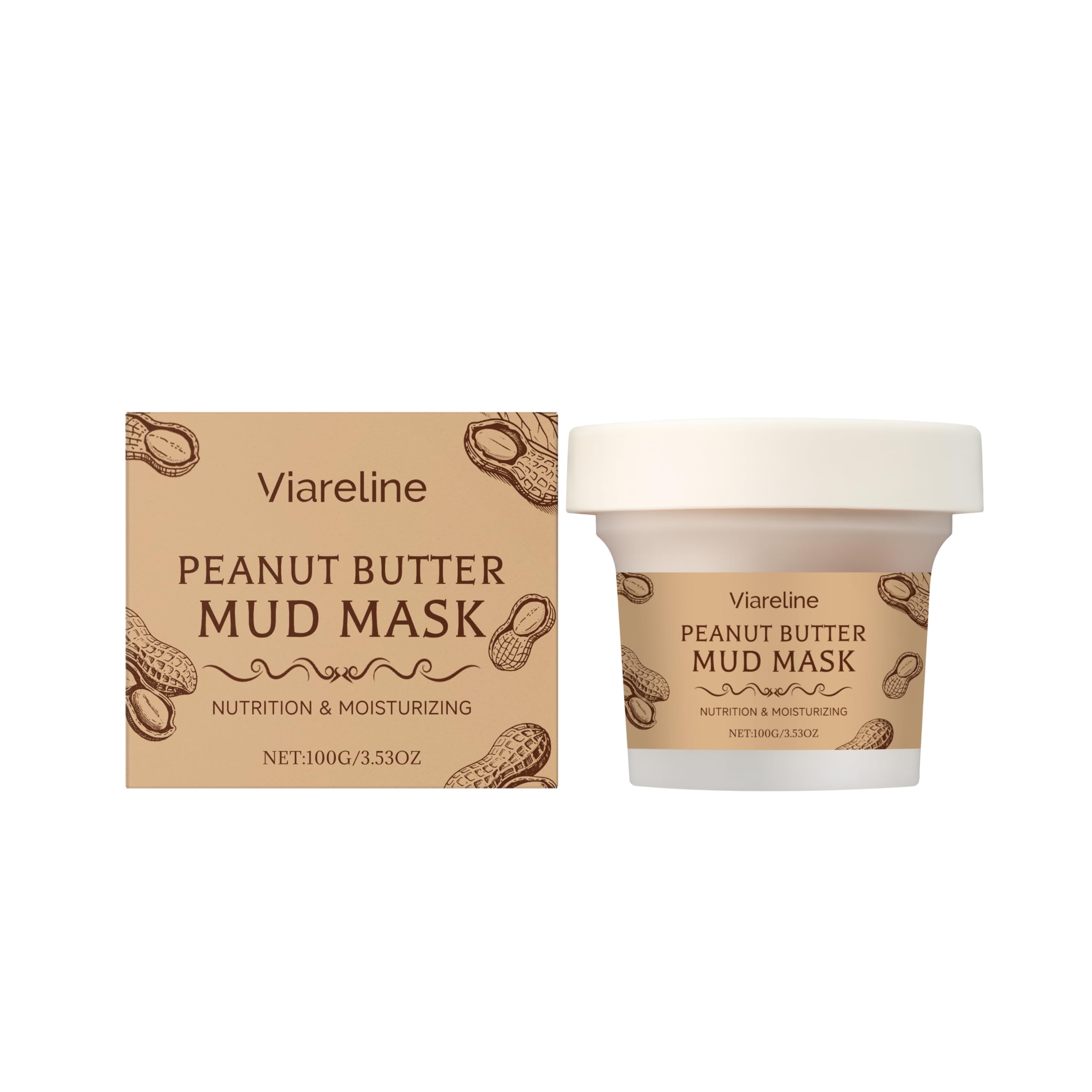 Viareline Peanut Moisturizing Nourishing Mud Mask Cleanses Facial Skin, Refines Pores And Hydrates The Mud Mask,Gentle Weekly Sk
