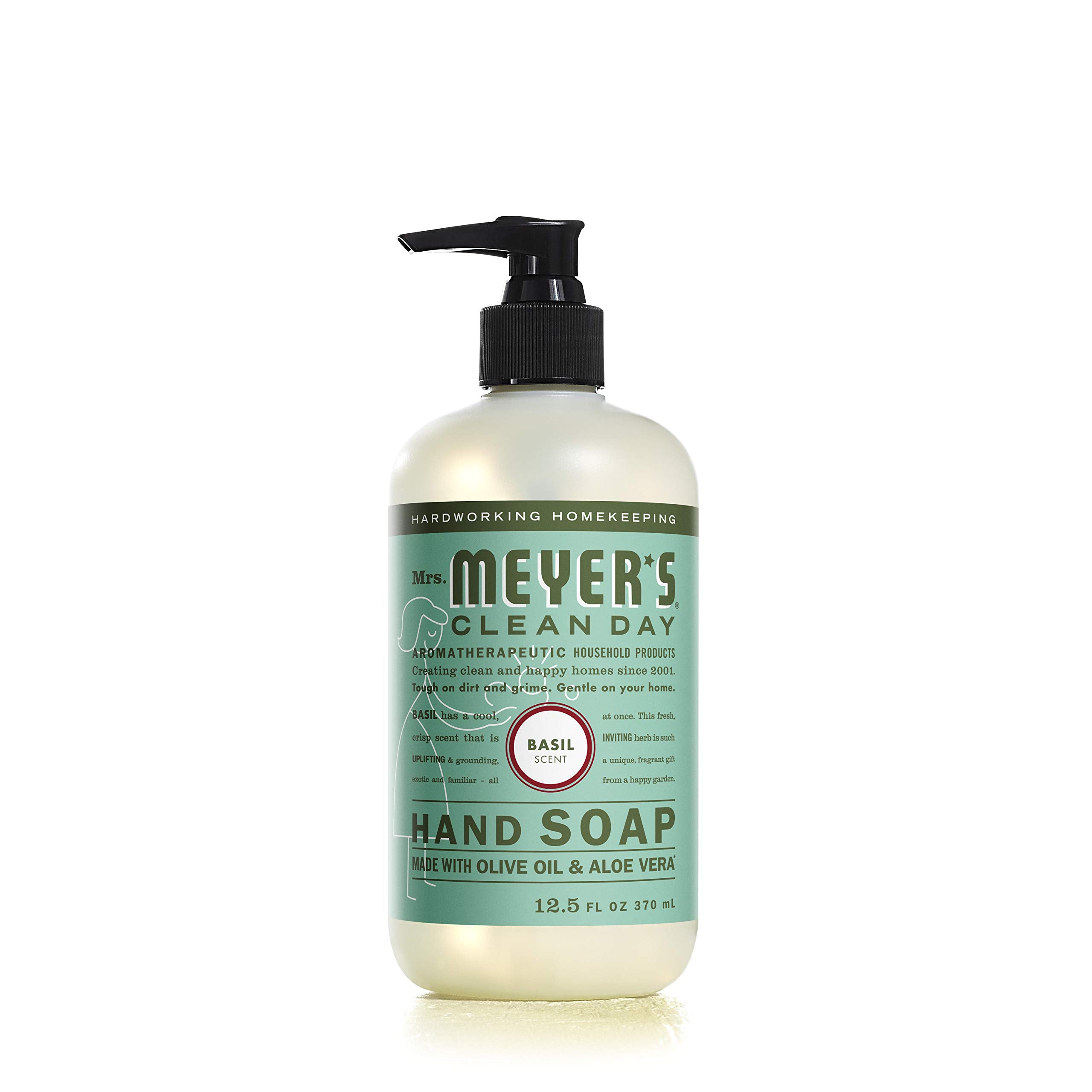MRS. MEYER 'S CLEAN DAY Liquid Hand Soap, Cruelty Free and Biodegradable Hand Wash Made with Essential Oils, Basil Scent, 12.5 o