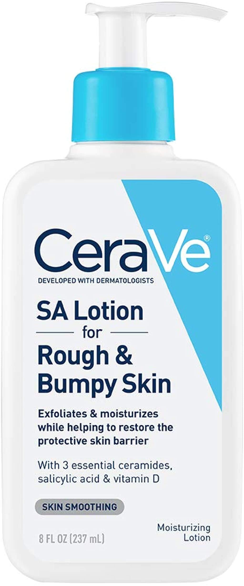 ceraVe SA Lotion for Rough & Bumpy Skin  Vitamin D, Hyaluronic Acid, Lactic Acid & Salicylic Acid Lotion  Fragrance Free & Aller