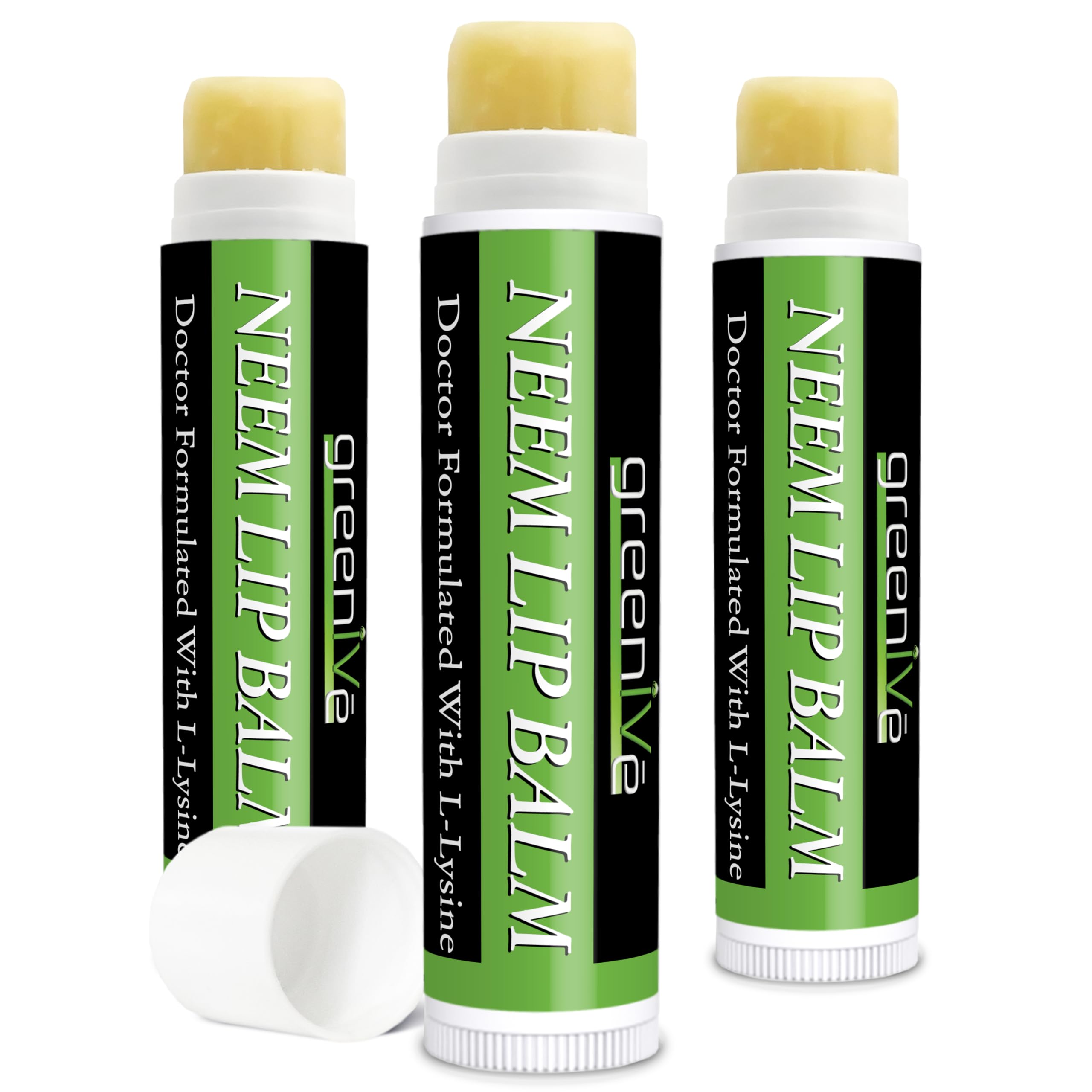 GreenIVe Neem Lip Balm Vegan Lip Moisturizer Neem Seed Oil L-Lysine Handcrafted Natural Lip Care Chap Stick for Dry Lips Cracked