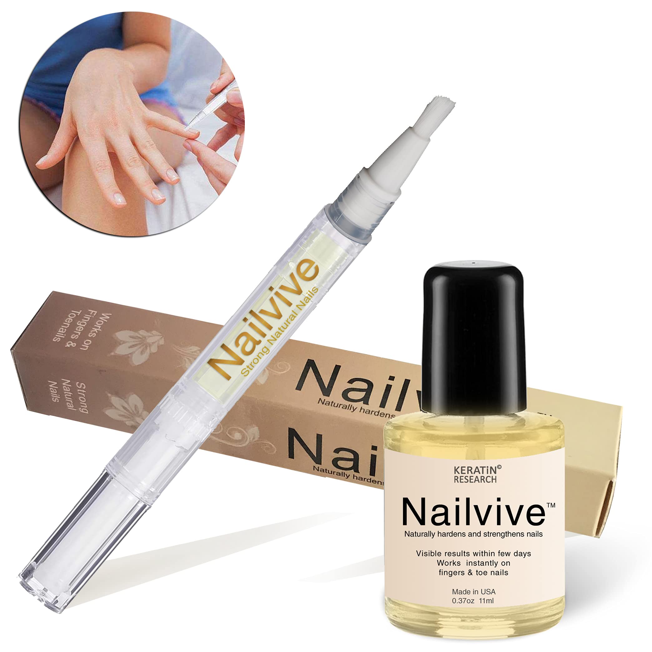 NAILVIVE Nail Serum Natural Keratin Nail Treatment Silk Proteins Proven Natural Formula Strengthening Hardening nails Instantly