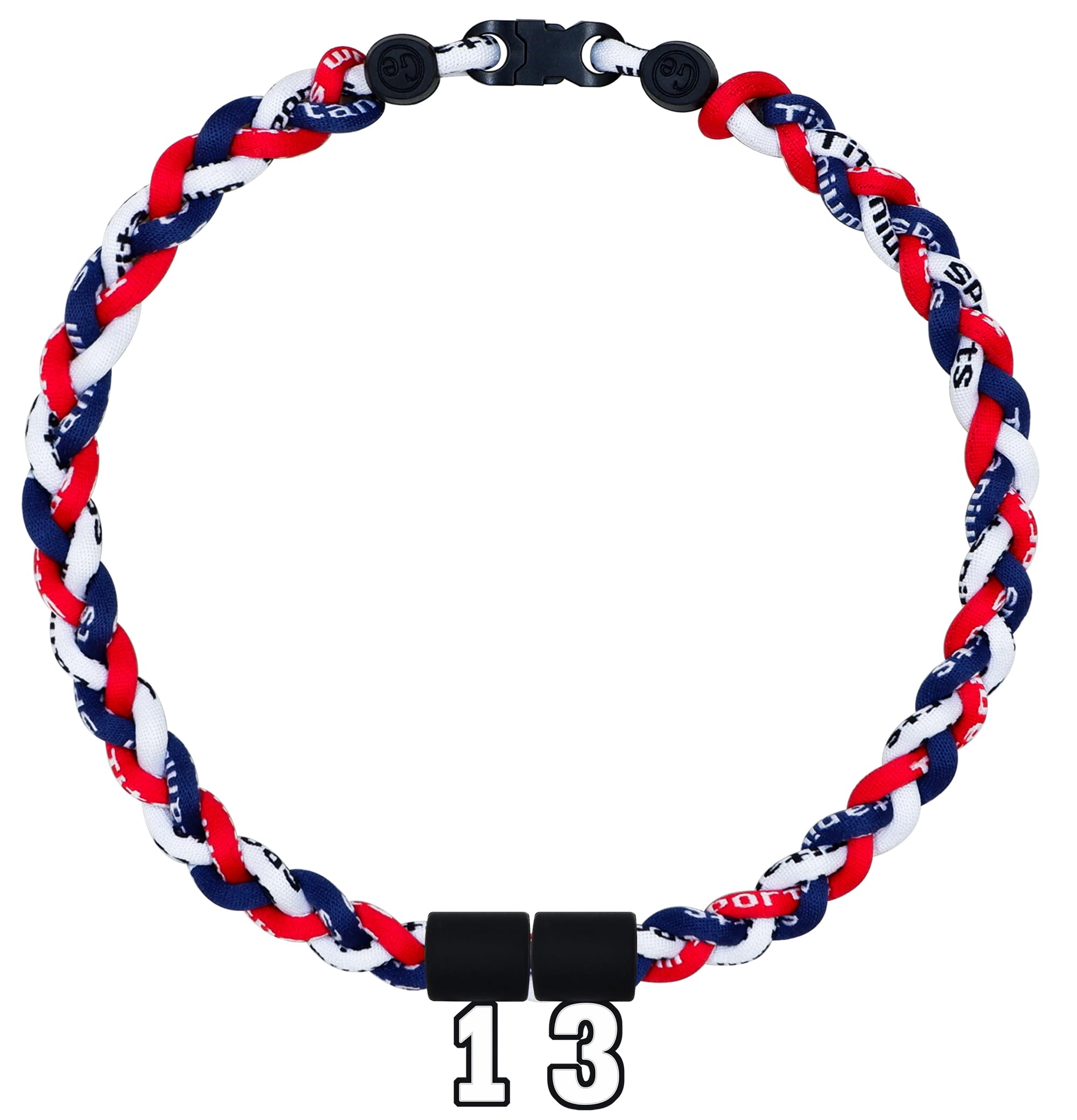 SUPBOMM Baseball Rope Necklaces, League Team Colors Braided Necklace with Number Pendant, Baseball Team Gifts, Braves, No. 13