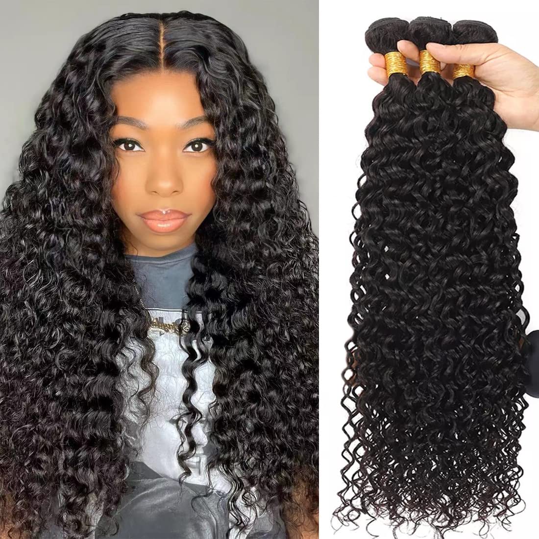 Brazilian Water Wave Bundles Human Hair 10A Unprocessed Virgin Hair(18 20 22 Inch)3 Bundles Wet And Wavy Human Hair Bundles Hair