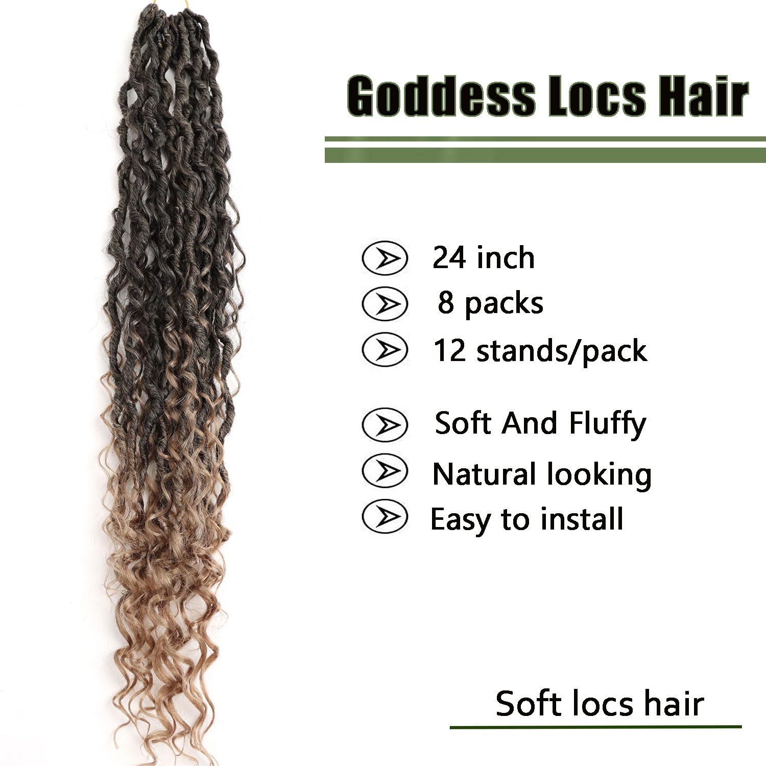 Lmzim 24 Inch Goddess Locs Crochet Hair 8 Packs Faux Locs Crochet Hair For Black Women Pre Looped River Locs Crochet Hair With C