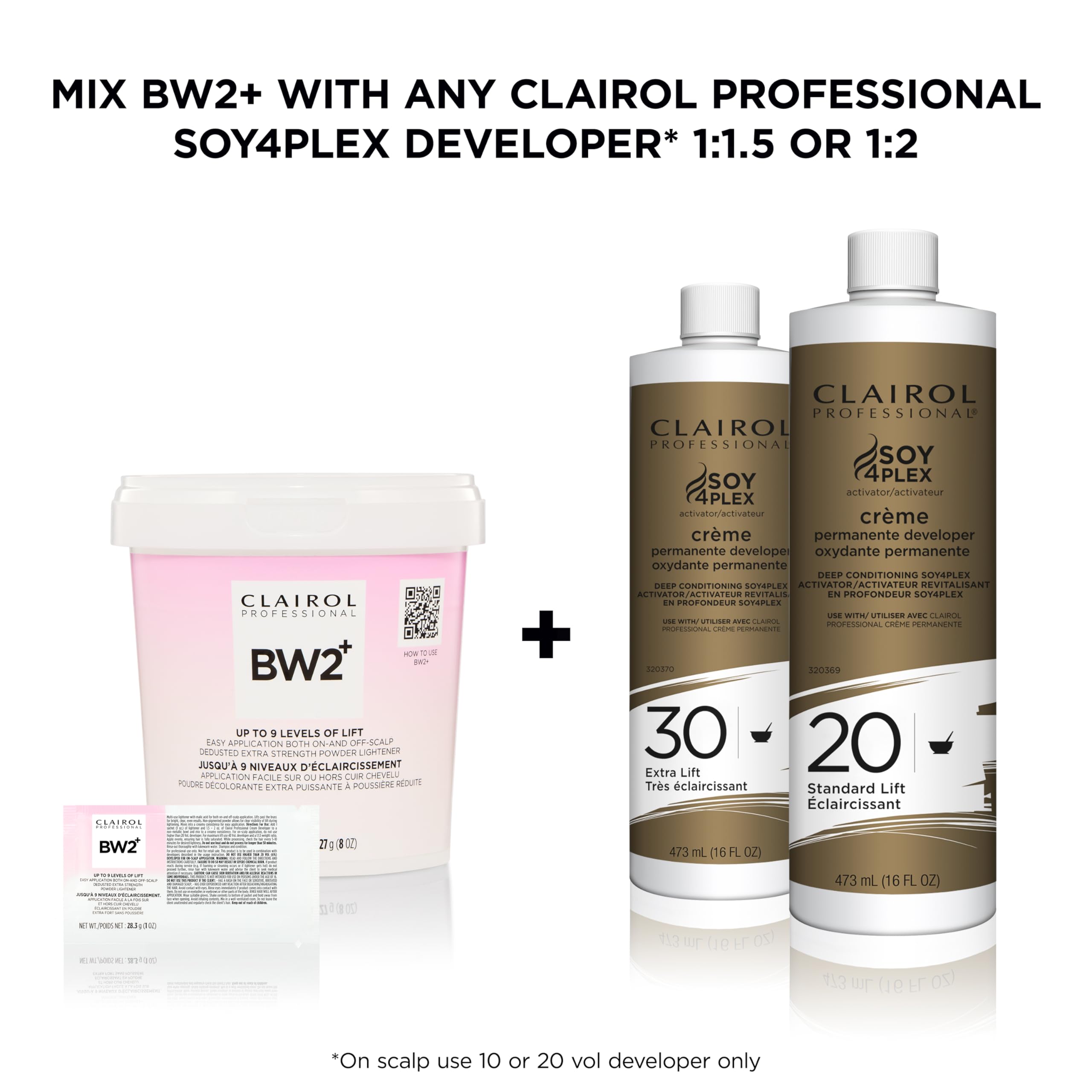 Clairol Professional BW2+ Dedusted Extra Strength Powder Lightener for Hair Highlights, 16 oz.