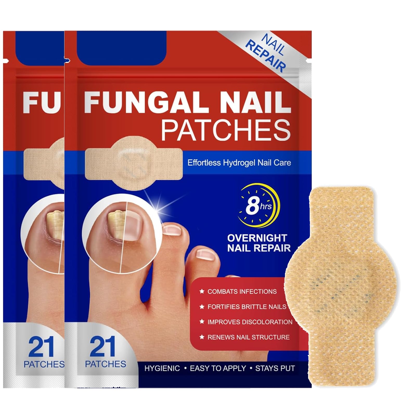Fungal Nail Patches, Nail patches for toenails, Overnight Toe Nails Treatments for Damaged Foot Nails Repair and Care, Safe for 