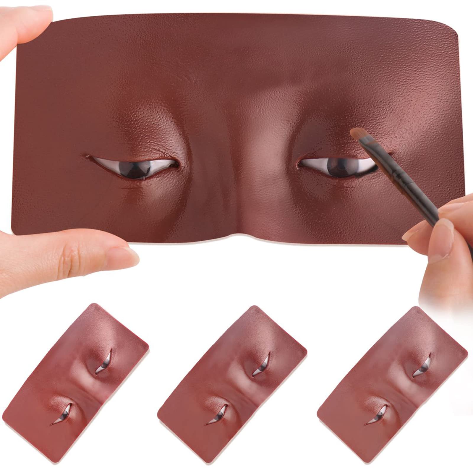 Bueuo Makeup Practice Face Board, 3D Silicone Mannequin with 5 Brushes, Black, Model MPF-B, Ideal for Beginners and Professionals